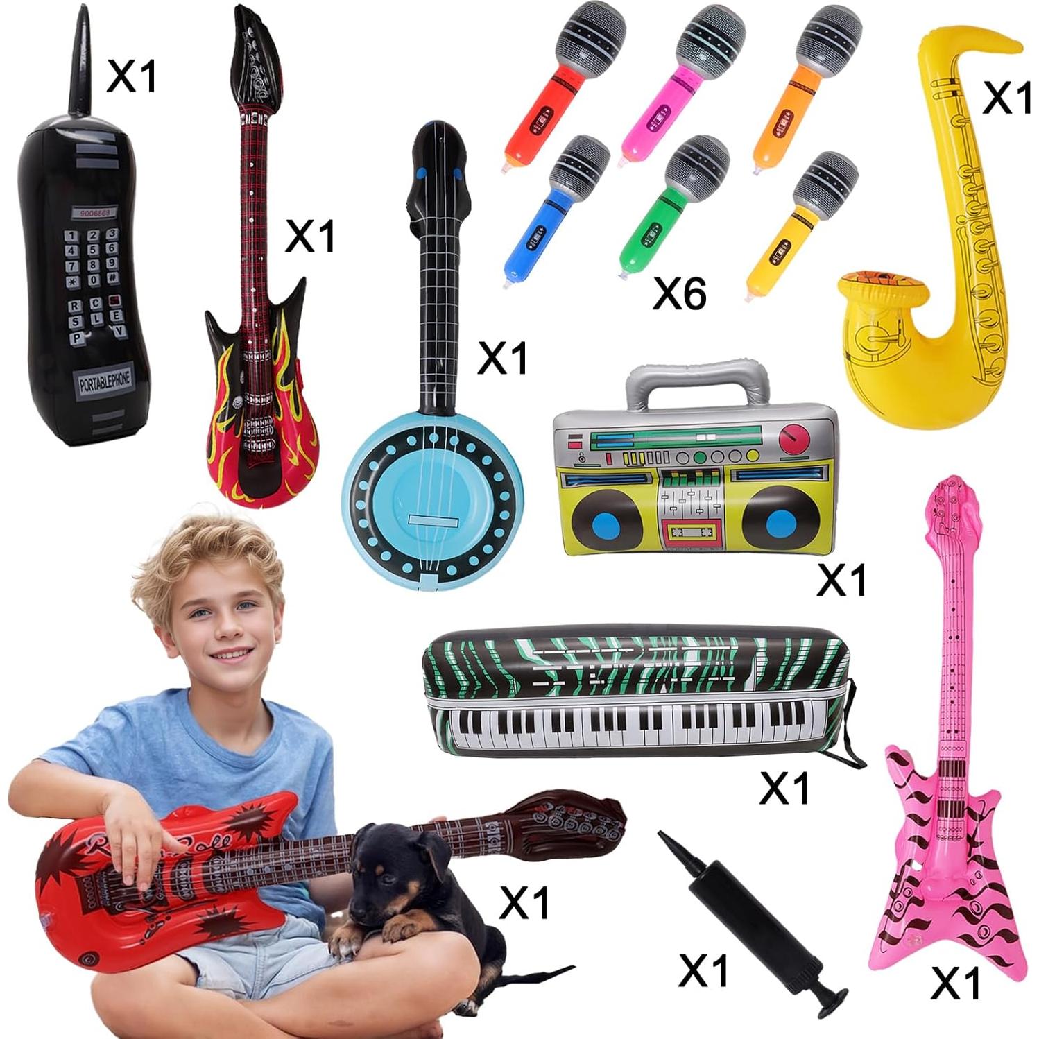 Set de Juguetes Inflables Fumwase 15 Piezas Fiesta Rock