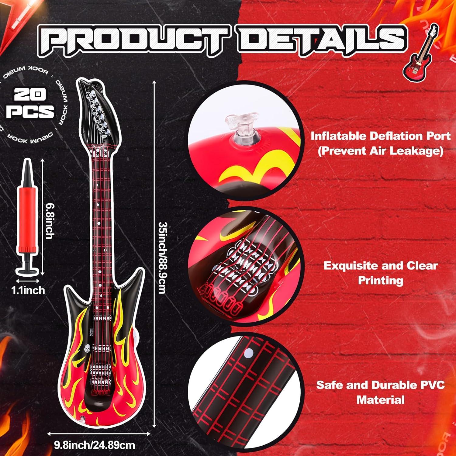 Juego de 21 Guitarras Inflables Gemscream 89 cm Rojo