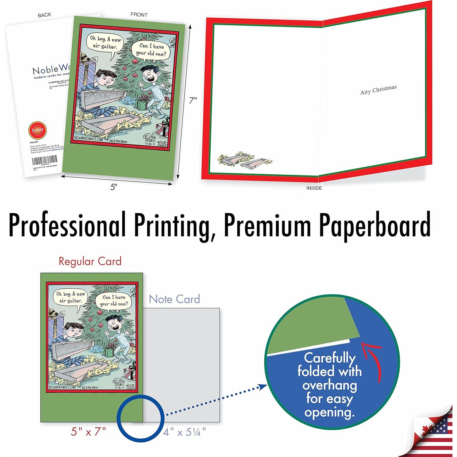 Caja de 12 Tarjetas de Navidad NobleWorks - Guitarra de Aire