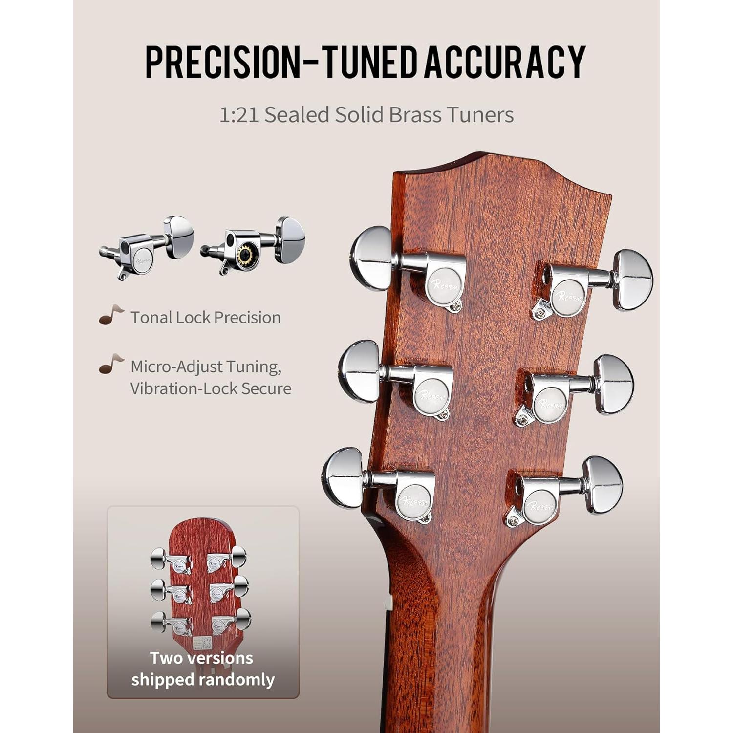 Guitarra Acústica Dreadnought Rosen G31 Negra 41" con Accesorios