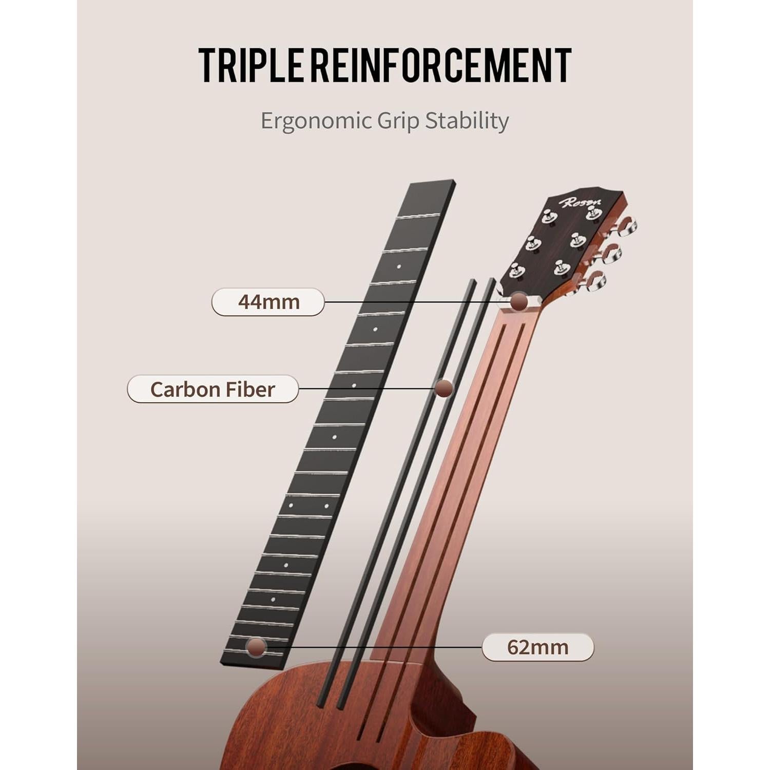 Guitarra Acústica Dreadnought Rosen G31 Negra 41" con Accesorios