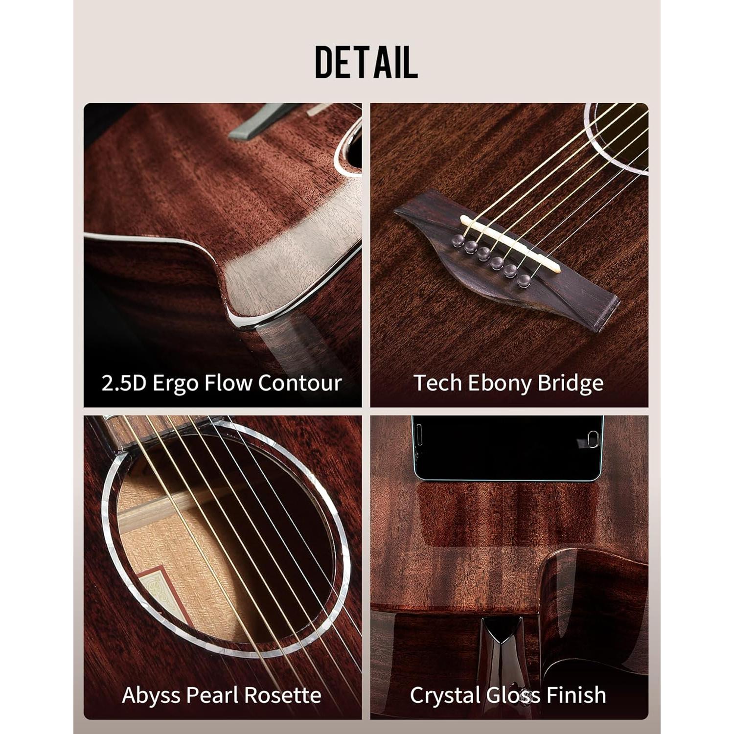 Guitarra Acústica Dreadnought Rosen G31 Negra 41" con Accesorios