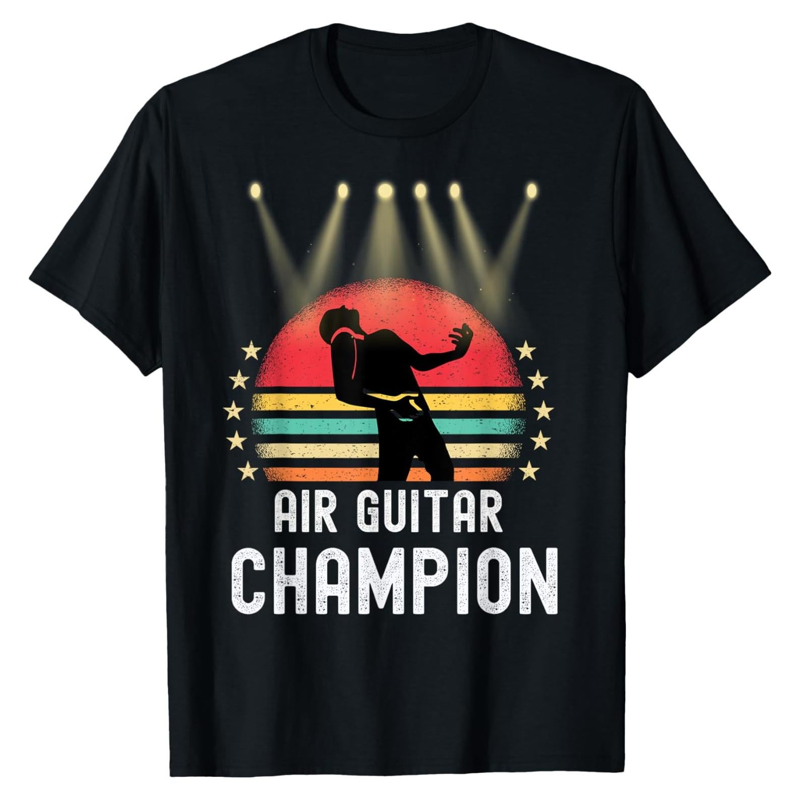 Camiseta Campeón de Guitarra de Aire Divertida para Hombres