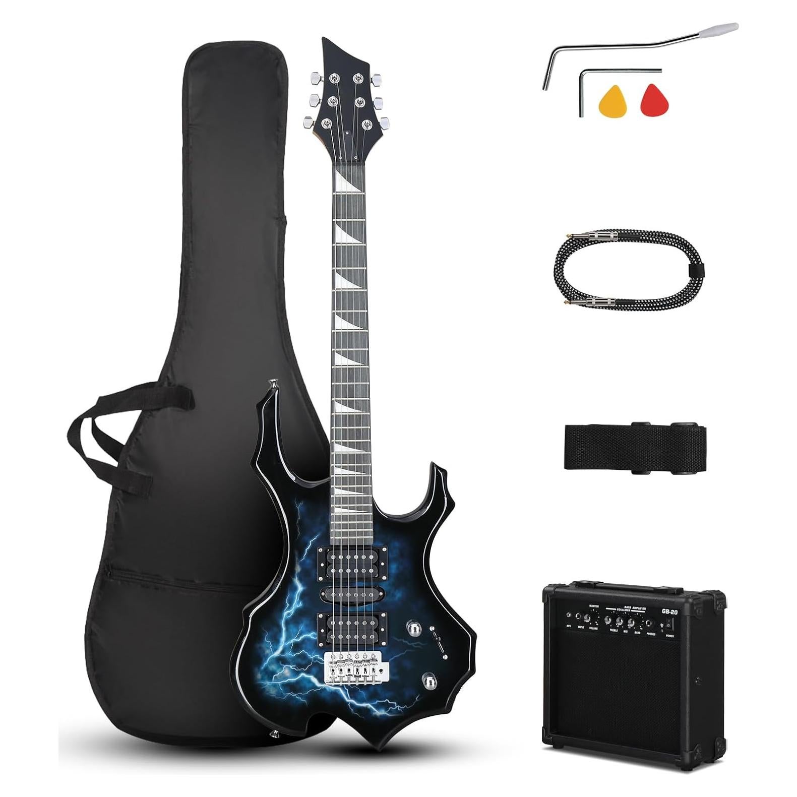 Kit de Guitarra Eléctrica Ktaxon 39" Negro Relámpago HSH