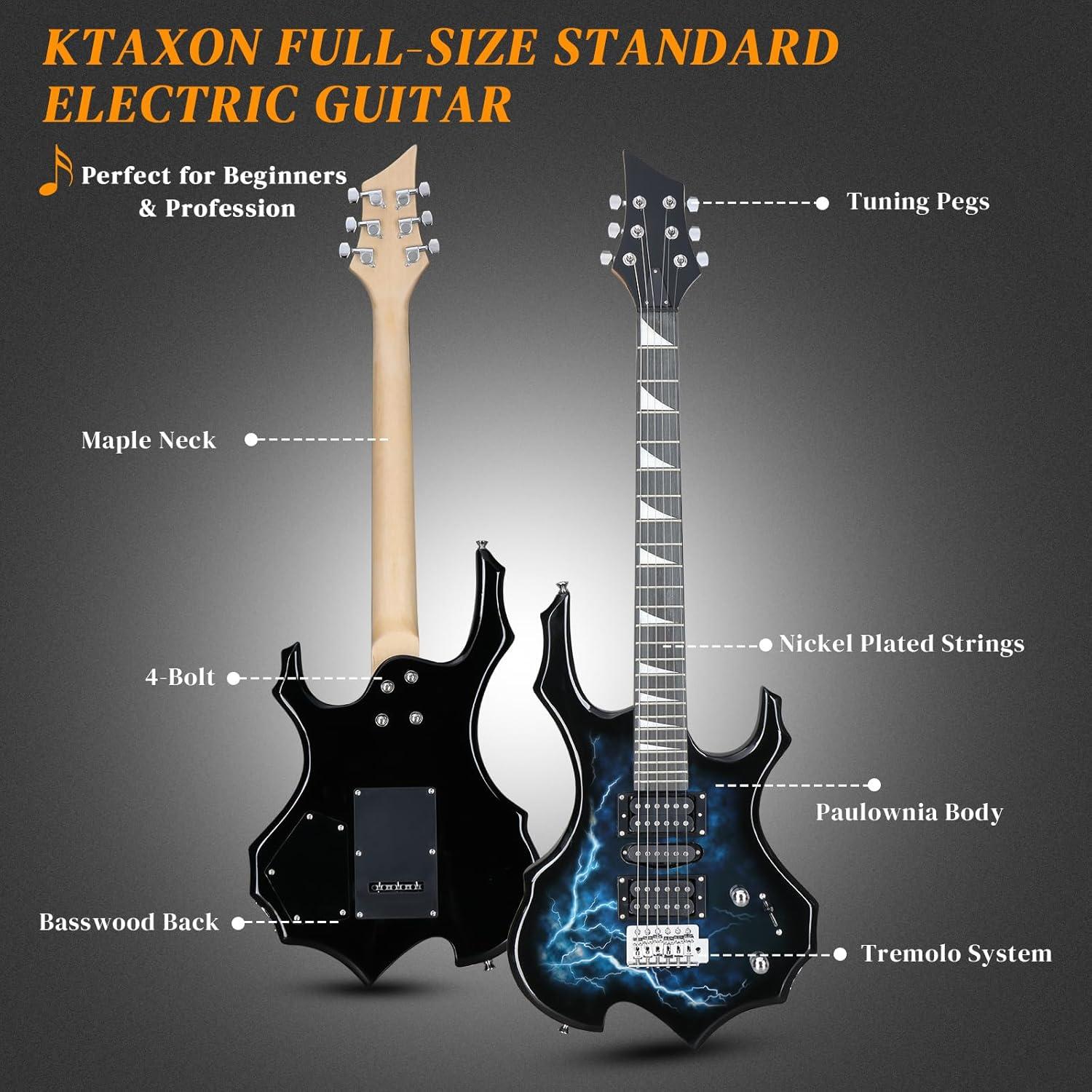Kit de Guitarra Eléctrica Ktaxon 39" Negro Relámpago HSH