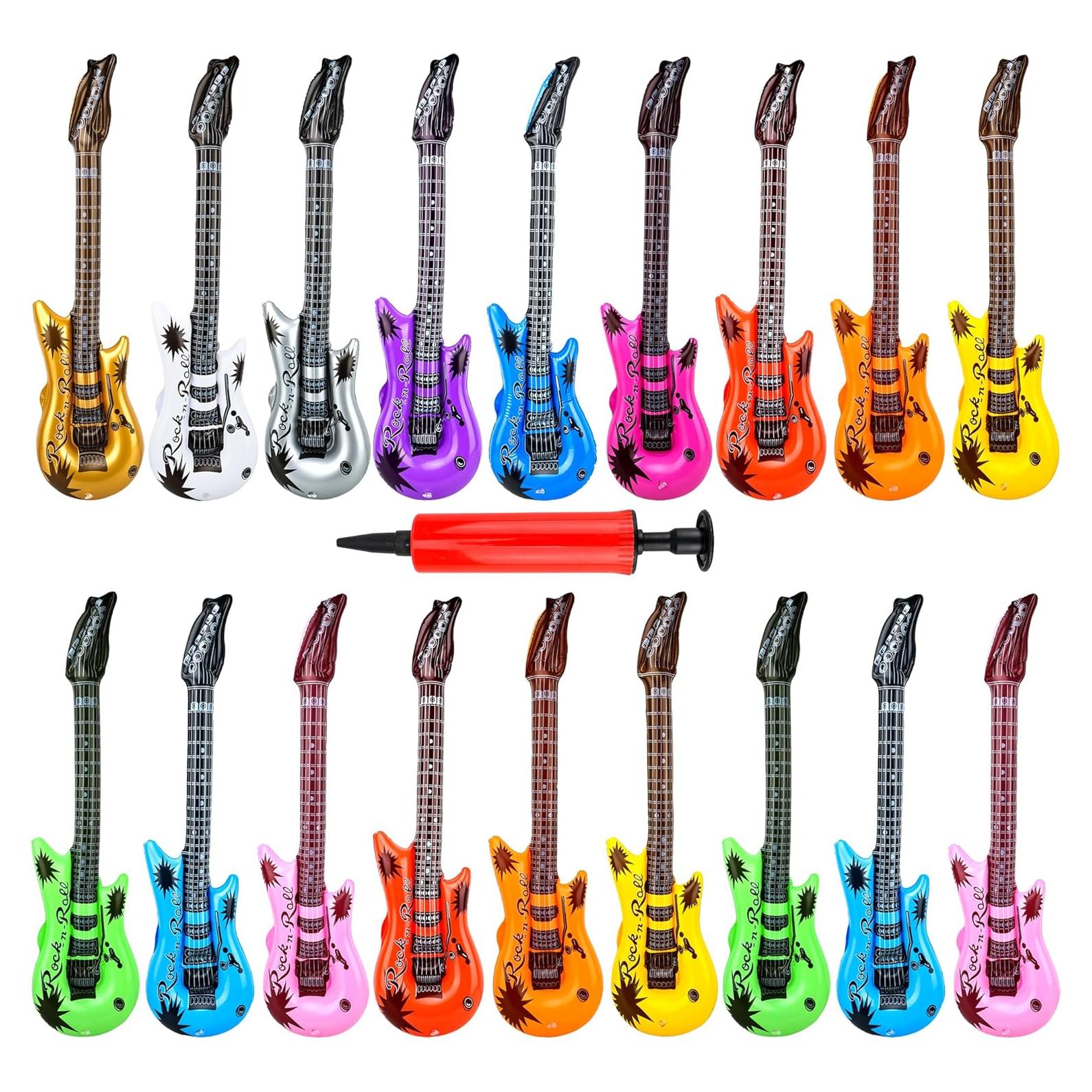 Paquete de 18 Guitarras Inflables de Colores Asortidos 92 cm