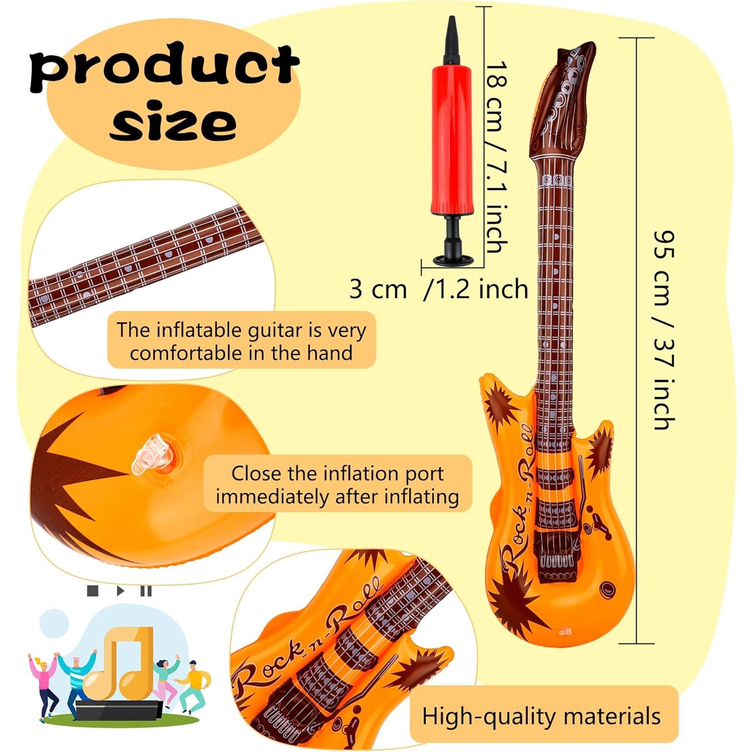 Paquete de 18 Guitarras Inflables de Colores Asortidos 92 cm