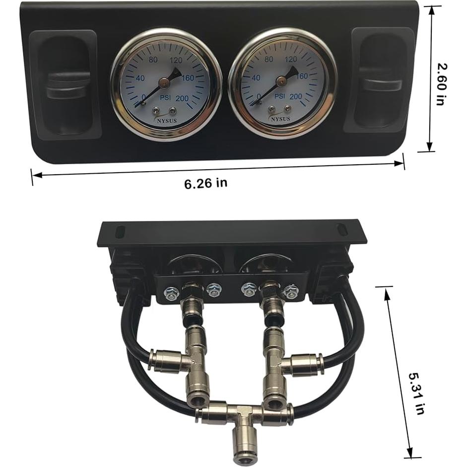 Medidor de Aire Doble NYSUS 200 psi con Válvula de Paleta