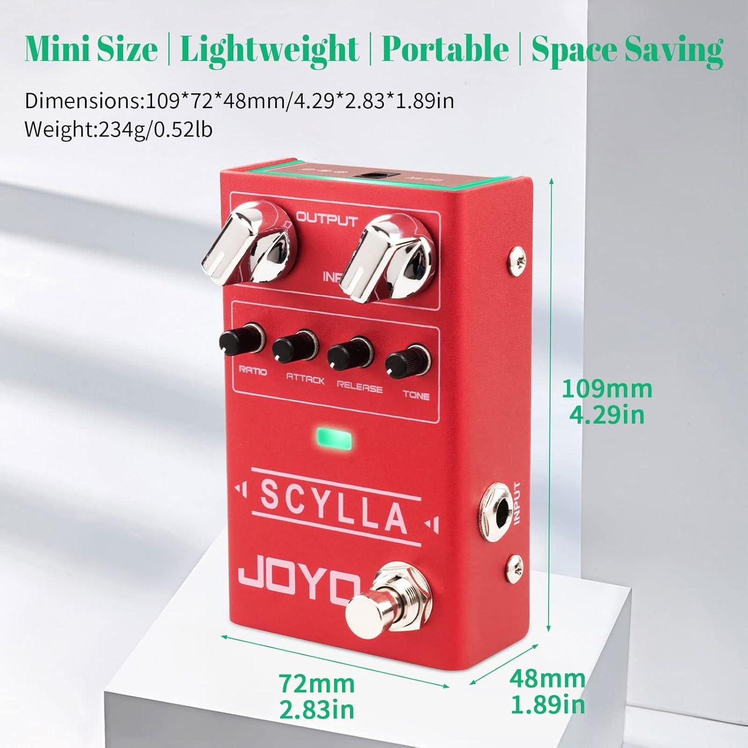 Pedal Compresor para Bajo JOYO R-27 SCYLLA, Bajo Ruido y Control Dinámico