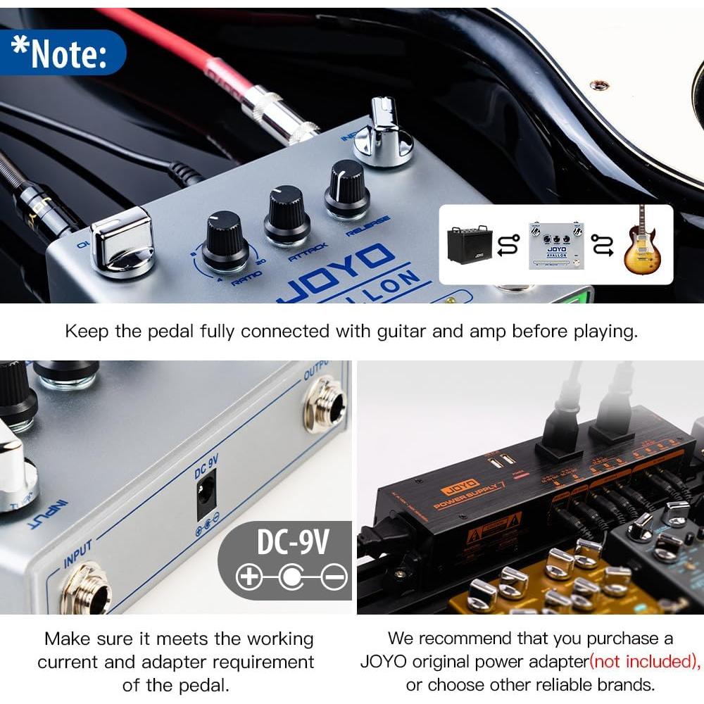 Pedal de Efecto Compresor JOYO R-19 AVALLON para Guitarra y Bajo