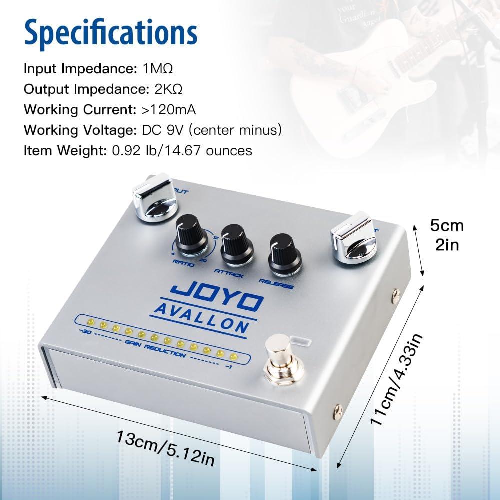 Pedal de Efecto Compresor JOYO R-19 AVALLON para Guitarra y Bajo