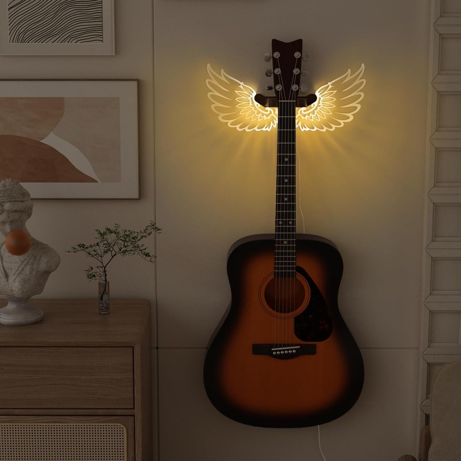 Soporte de guitarra montado en pared CoolGift Mart con luces LED
