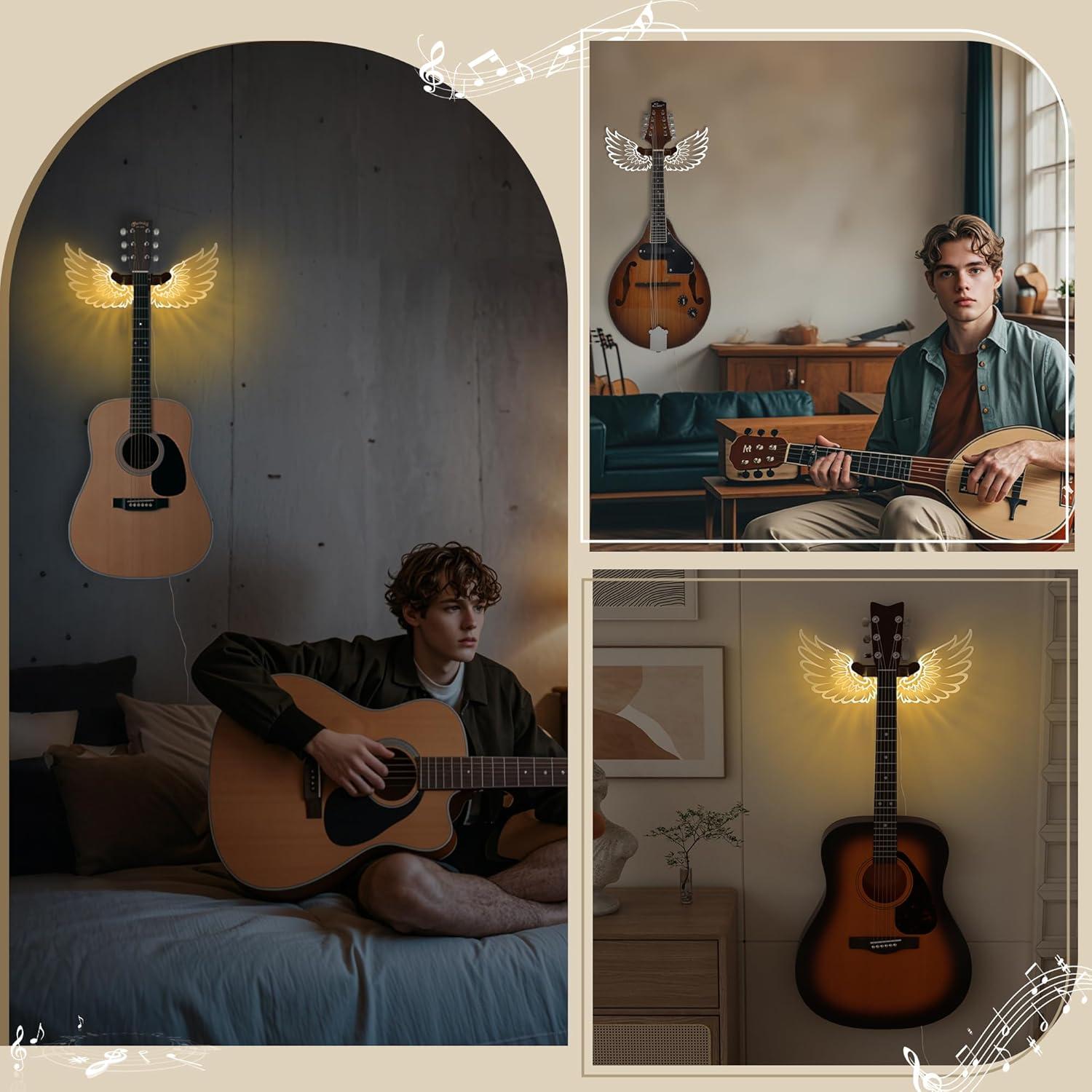 Soporte de guitarra montado en pared CoolGift Mart con luces LED