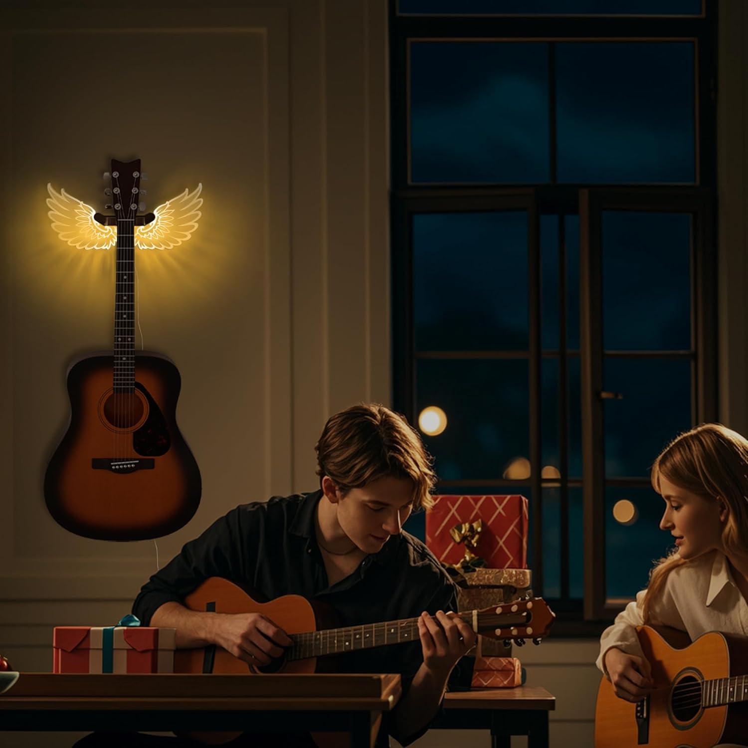 Soporte de guitarra montado en pared CoolGift Mart con luces LED