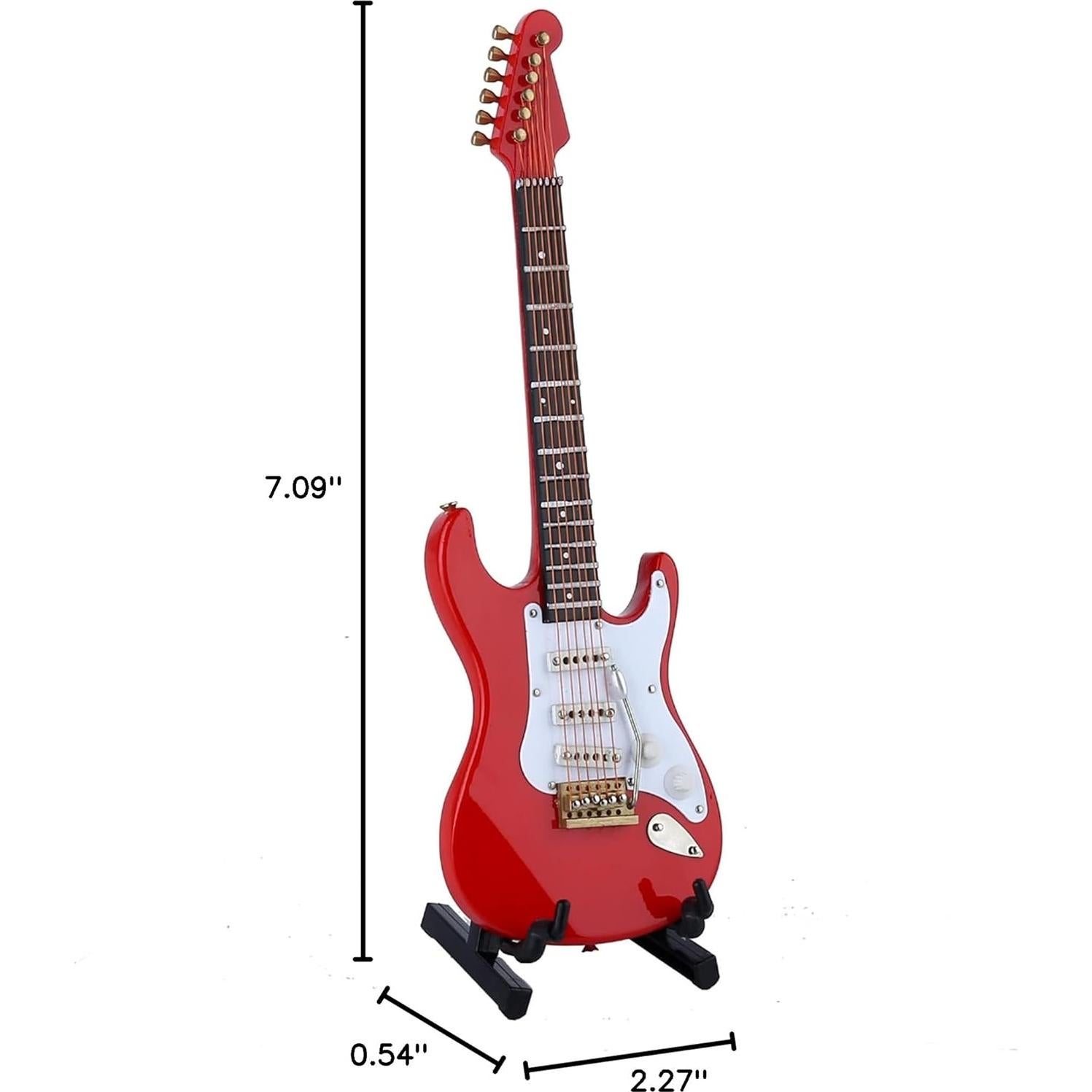 Guitarra Eléctrica Miniatura Seawoo 18cm Madera Roja Decorativa