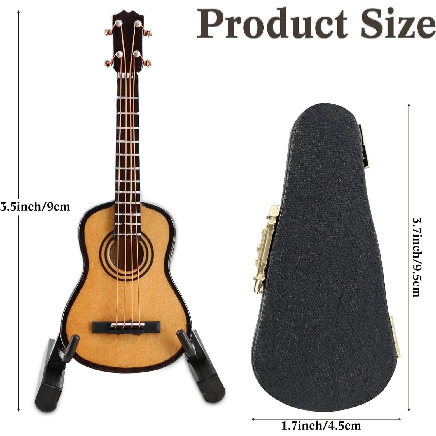 Guitarra Miniatura EASTROCK 8 cm Madera con Soporte y Estuche