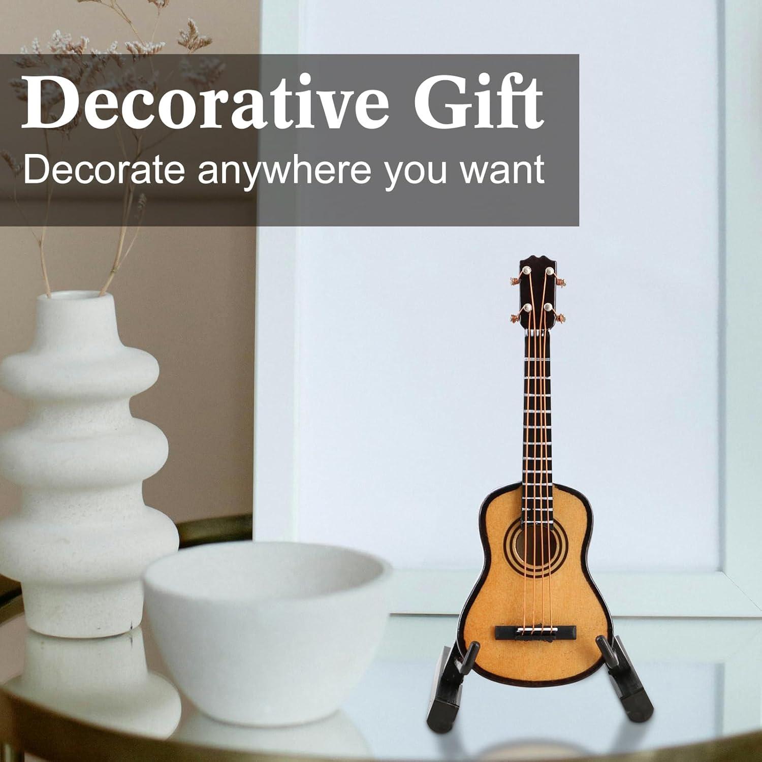 Guitarra Miniatura EASTROCK 8 cm Madera con Soporte y Estuche