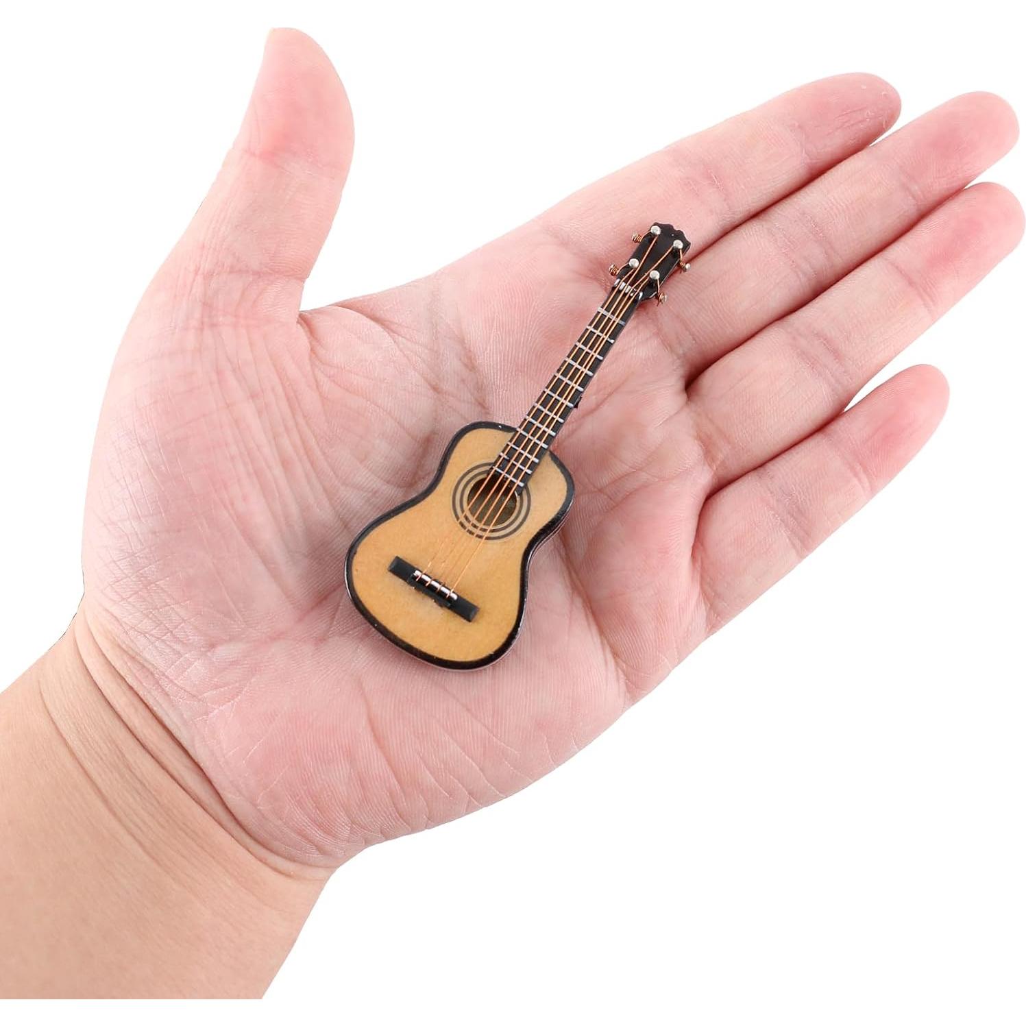 Guitarra Miniatura EASTROCK 8 cm Madera con Soporte y Estuche