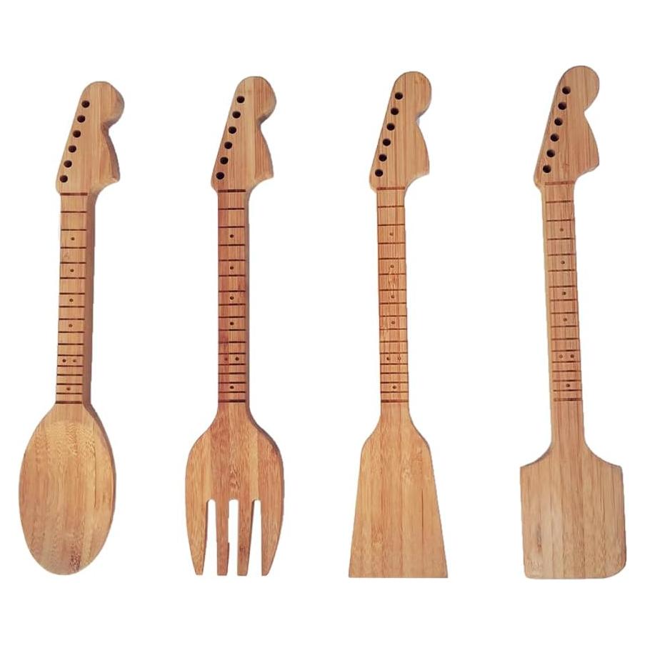 Juego de Utensilios de Cocina Musical Rise8 Studios - 4 Piezas de Bambú