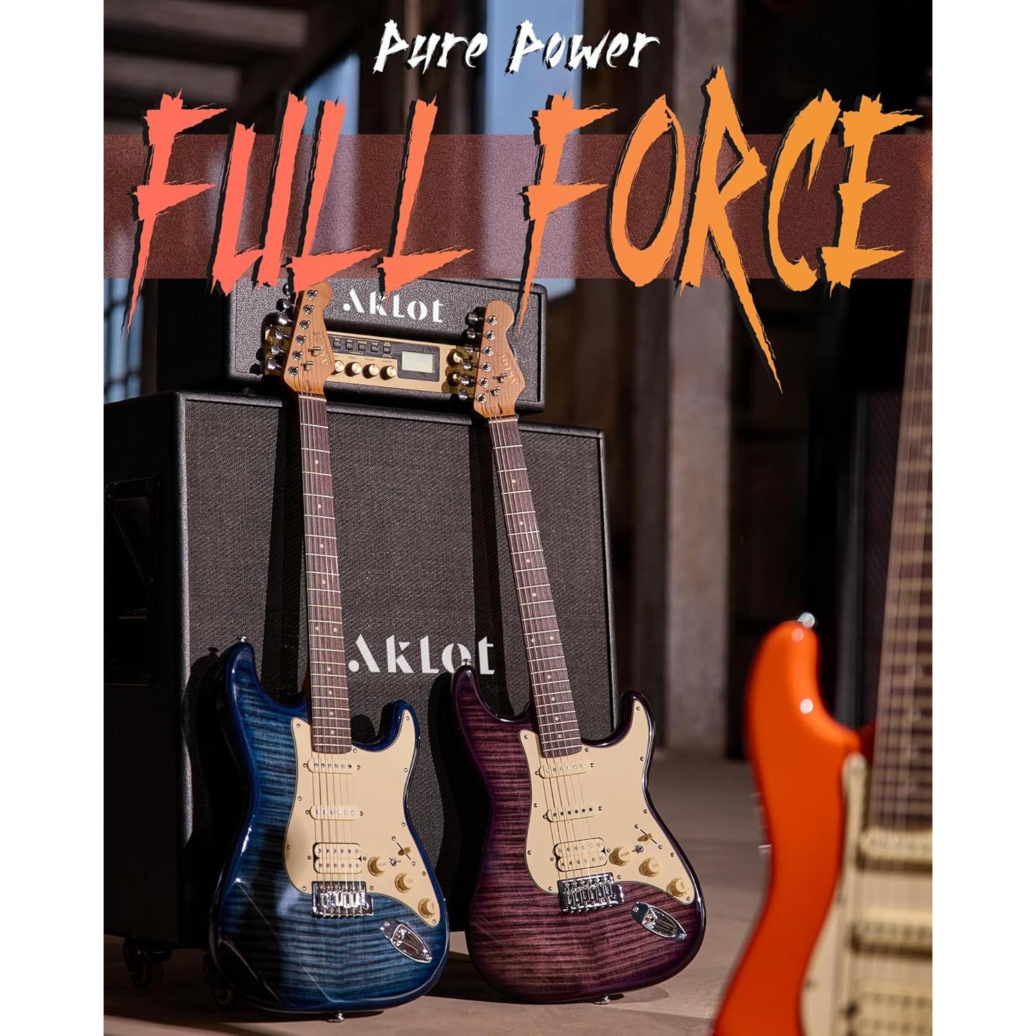 Guitarra Eléctrica AKLOT Stryde HSS con Amplificador y Accesorios