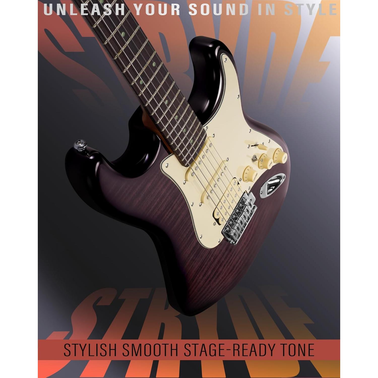 Guitarra Eléctrica AKLOT Stryde HSS con Amplificador y Accesorios