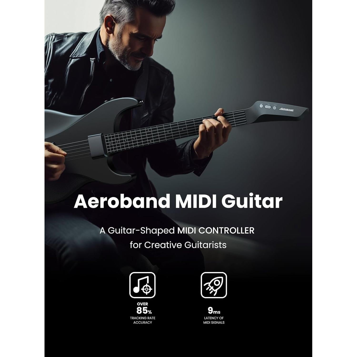 Controlador MIDI en forma de guitarra AeroBand AG01MIDI - Negro