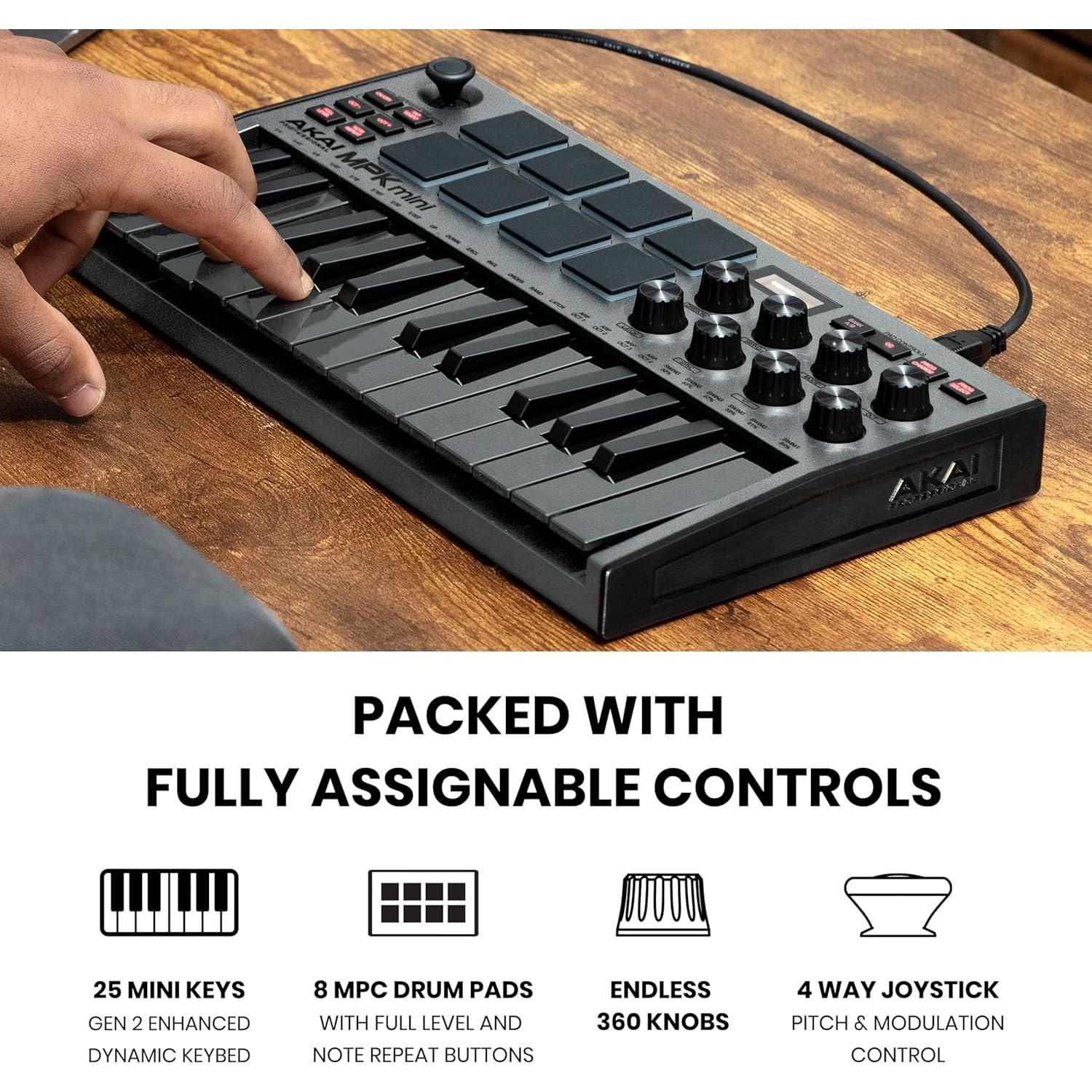 Controlador MIDI USB Akai MPK Mini MK3 25 Teclas Gris