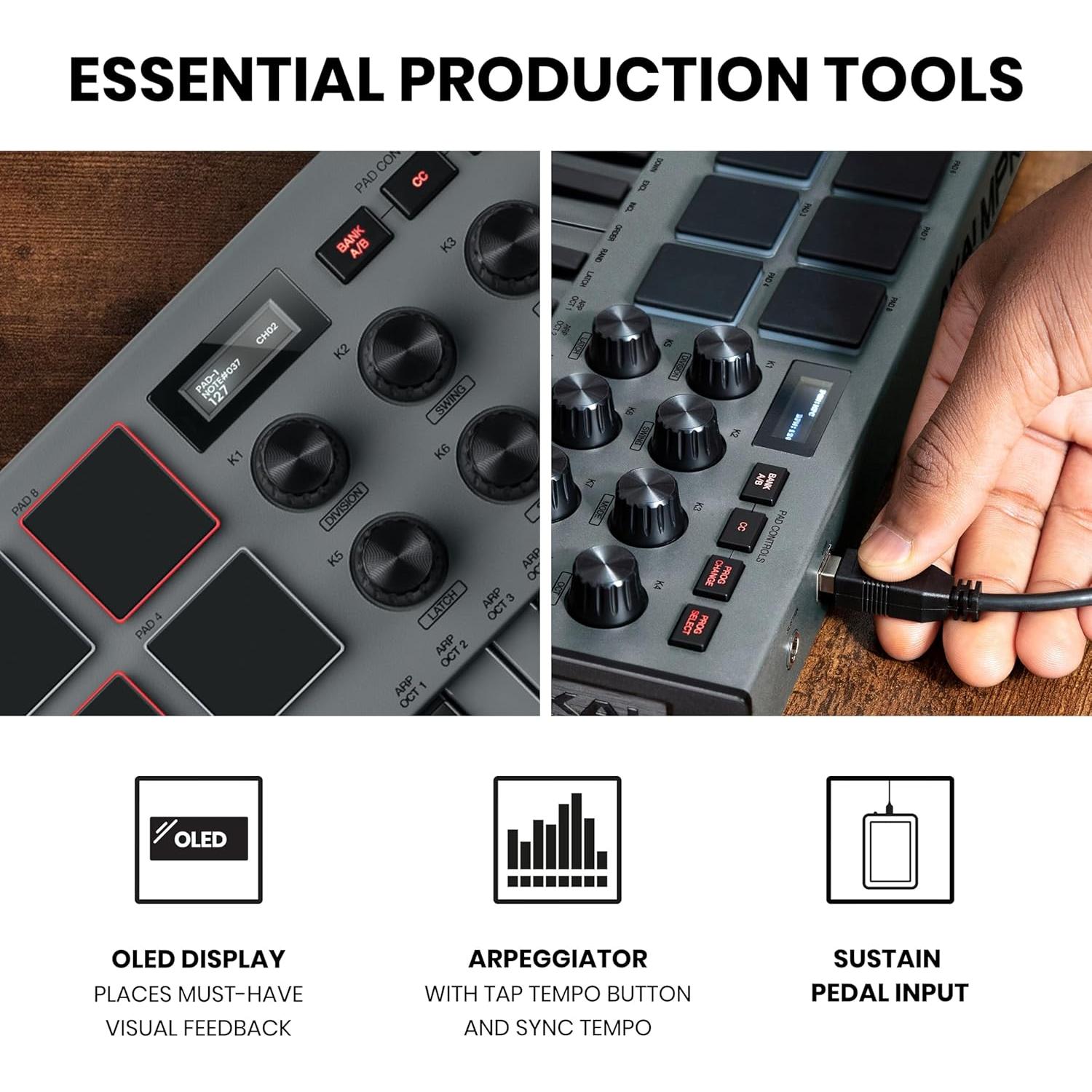 Controlador MIDI USB Akai MPK Mini MK3 25 Teclas Gris