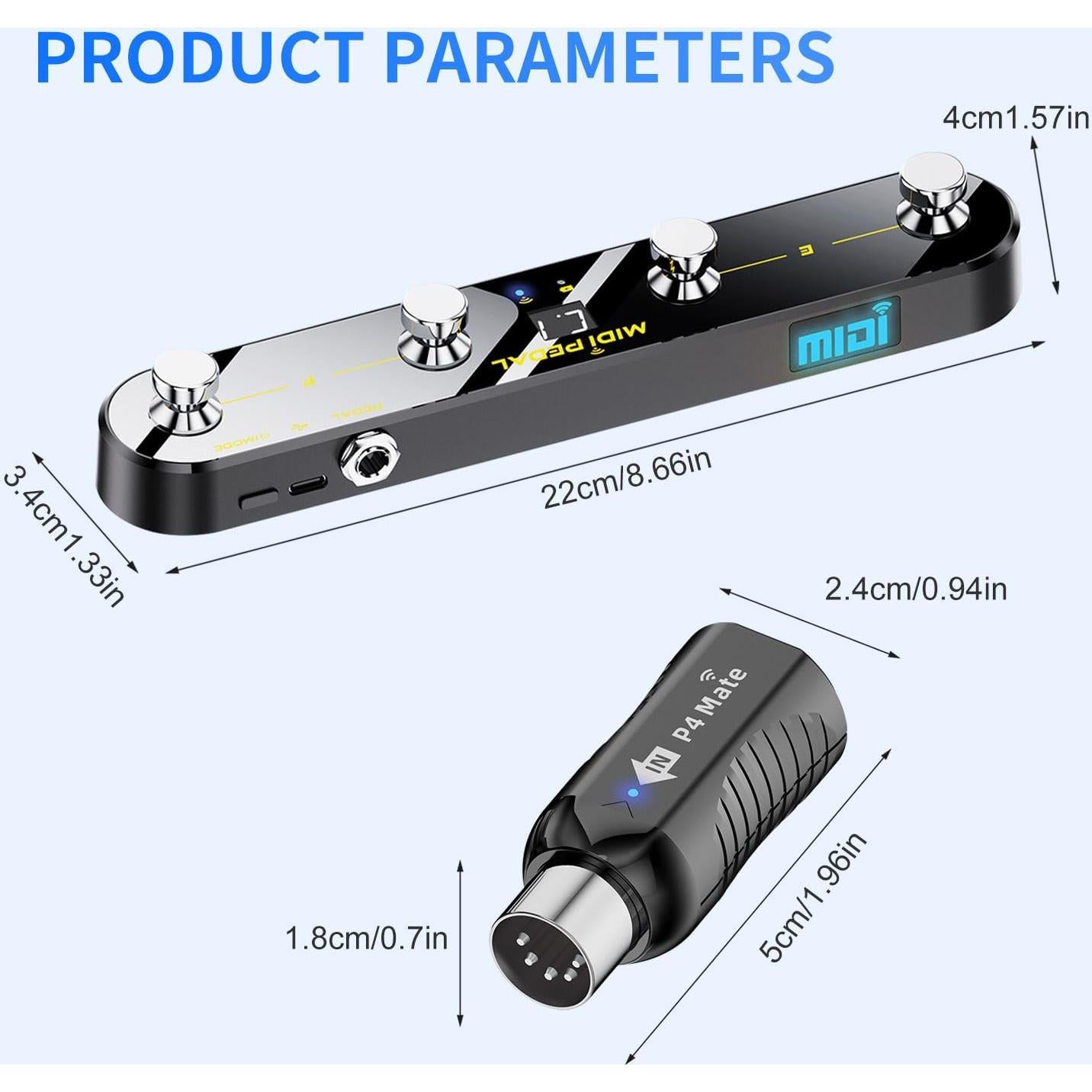 Controlador MIDI Inalámbrico P4+Mate con Pedal de Expresión