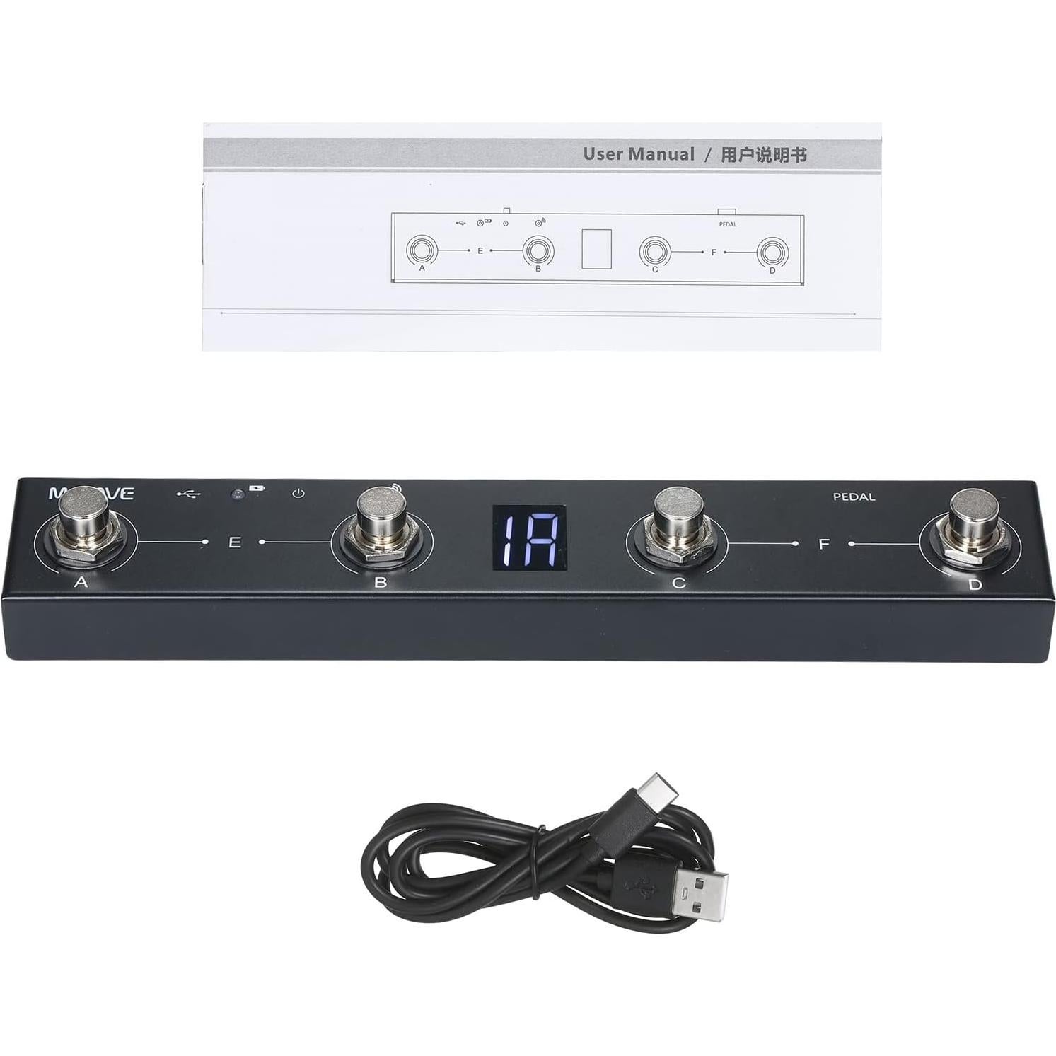 Controlador de Pedal MIDI Inalámbrico Btuty 4 Botones Recargable