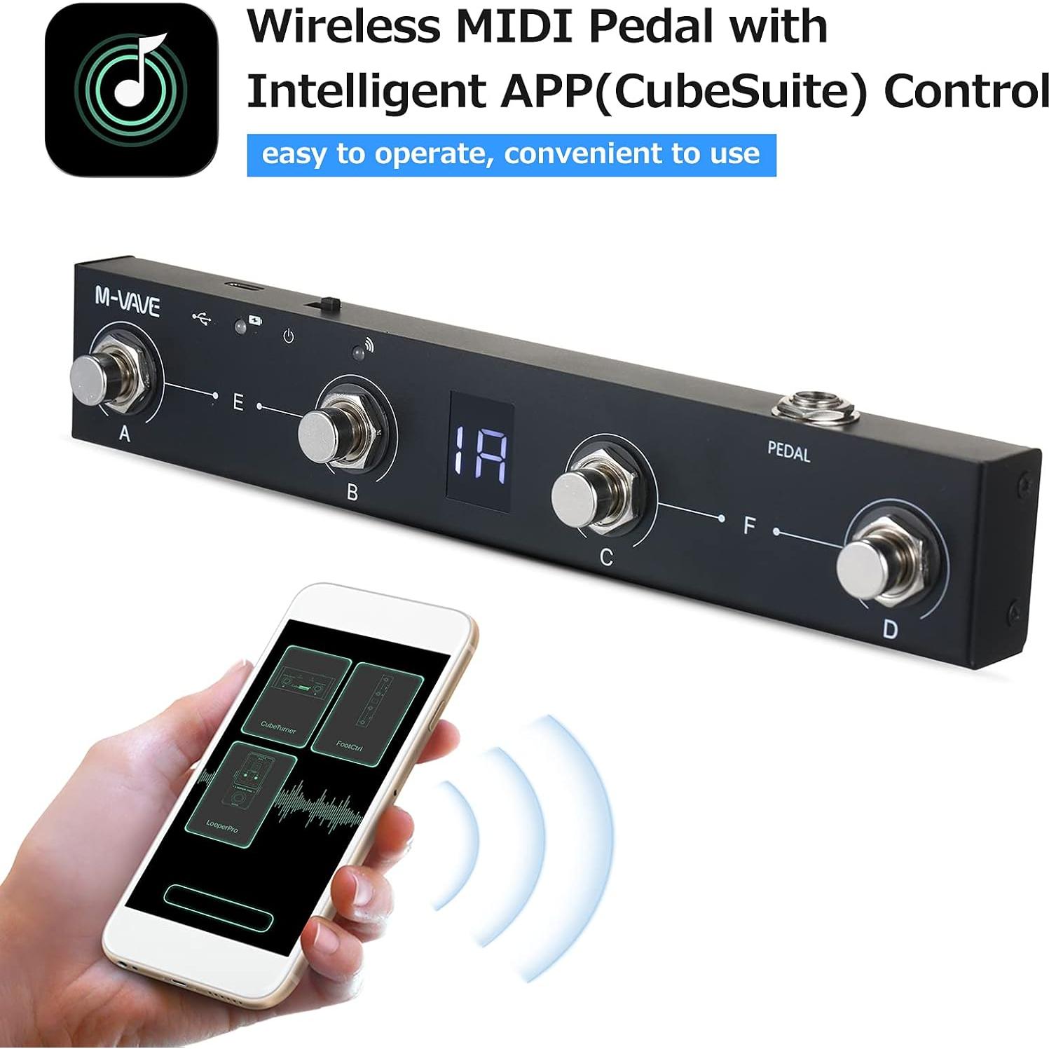 Controlador de Pedal MIDI Inalámbrico Btuty 4 Botones Recargable