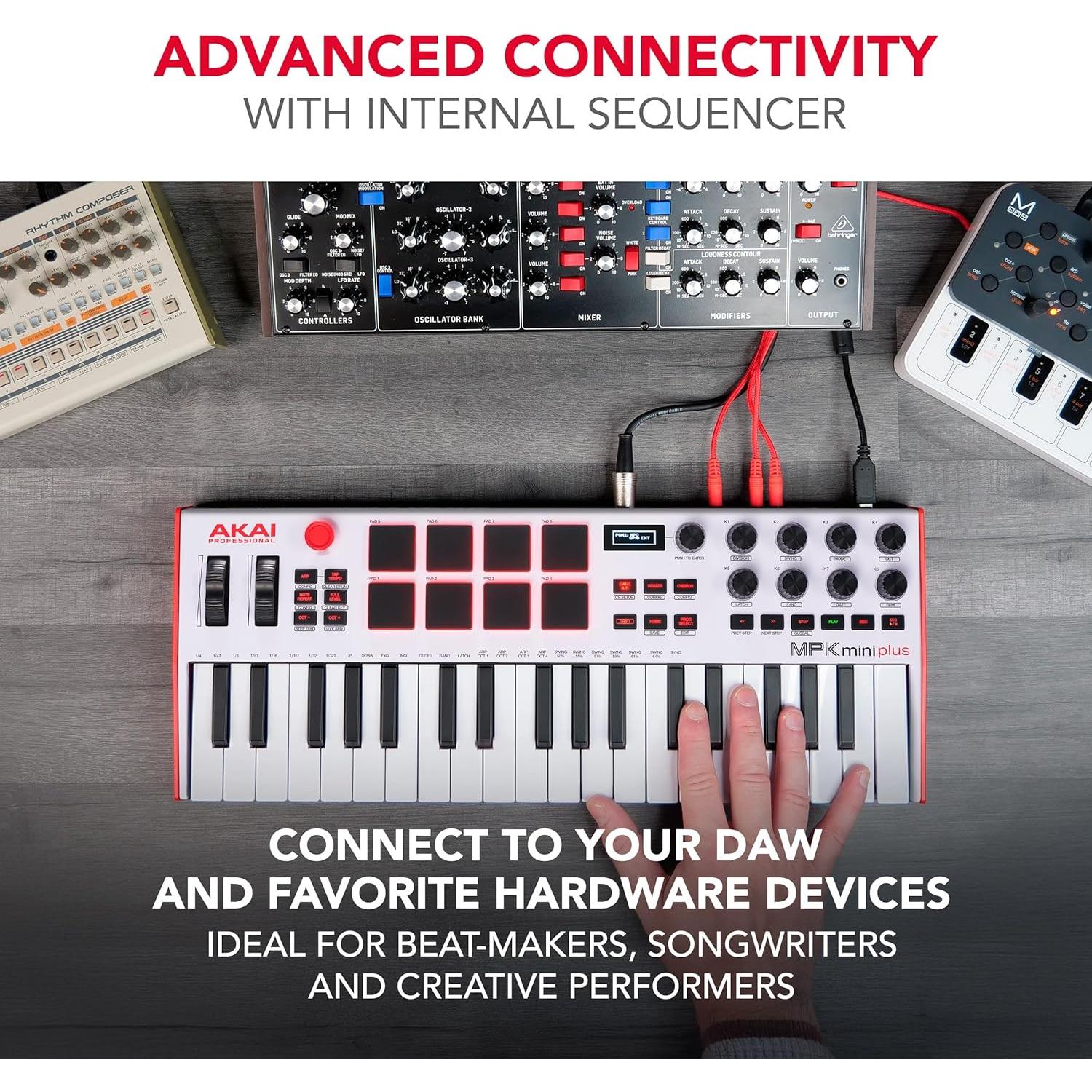 Controlador MIDI Akai MPK Mini Plus 37 Teclas USB Blanco