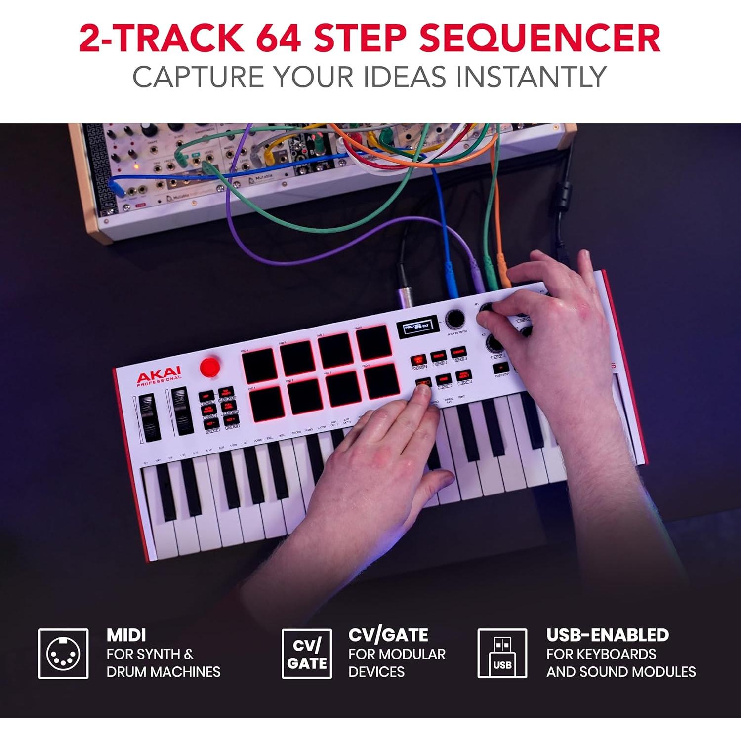 Controlador MIDI Akai MPK Mini Plus 37 Teclas USB Blanco