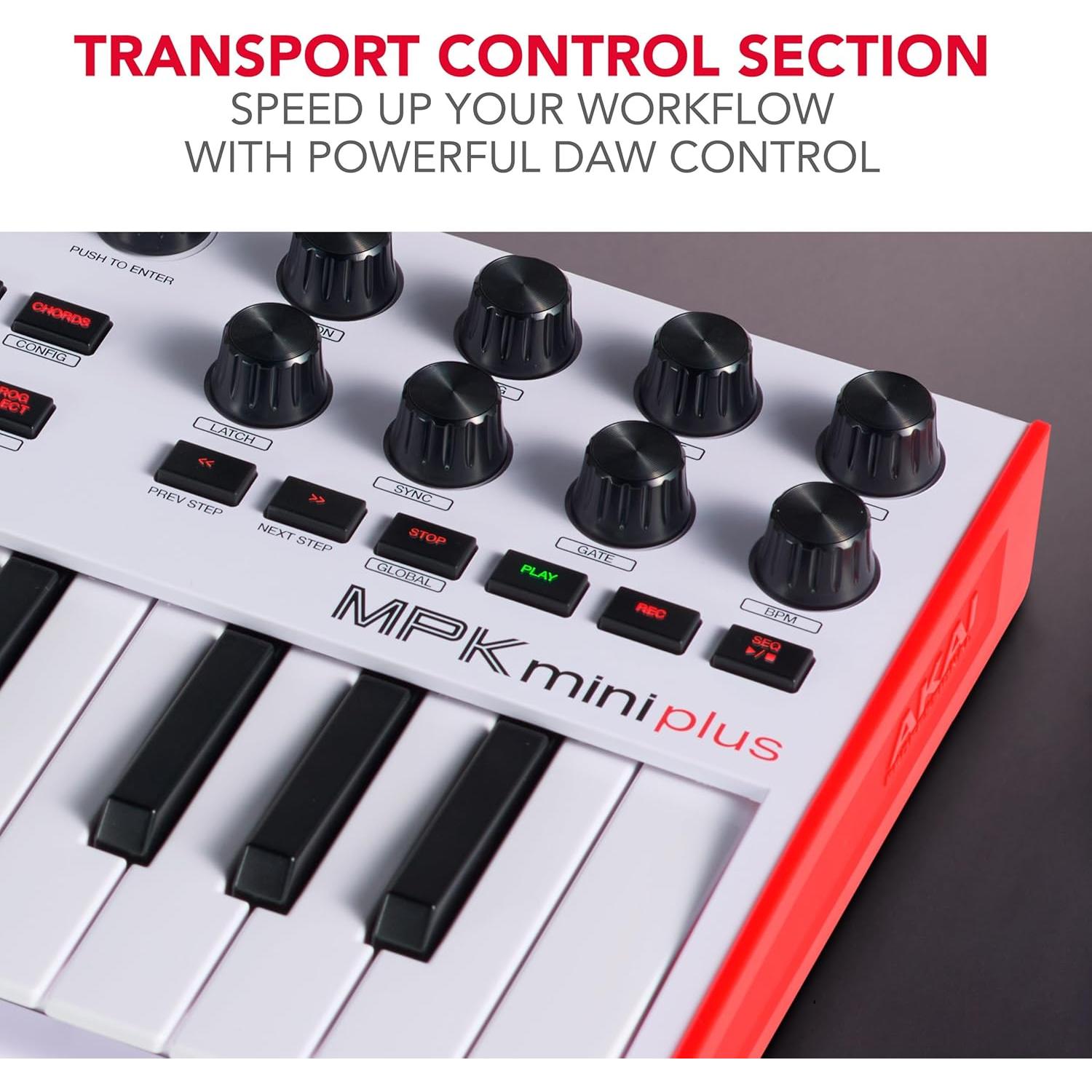 Controlador MIDI Akai MPK Mini Plus 37 Teclas USB Blanco