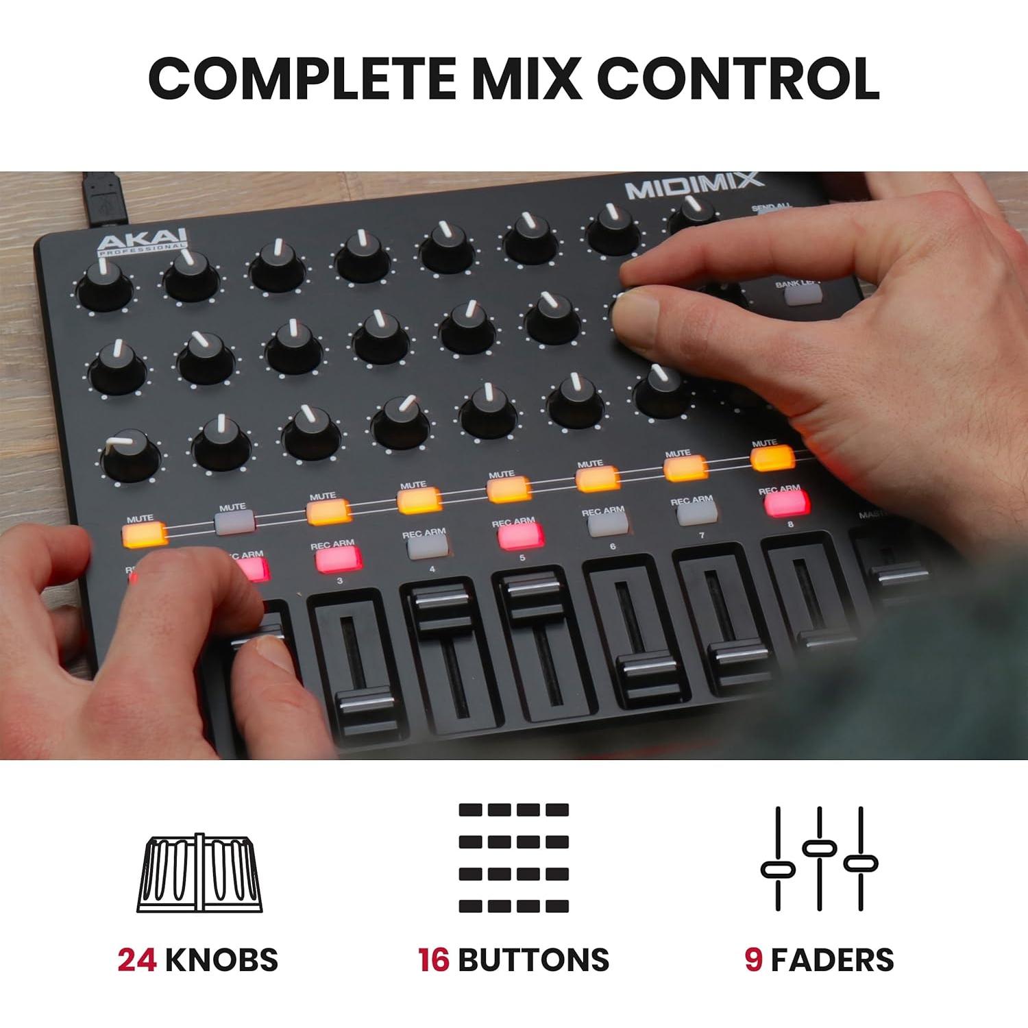 Controlador MIDI USB AKAI MIDImix - Mezclador Compacto 16 Canales
