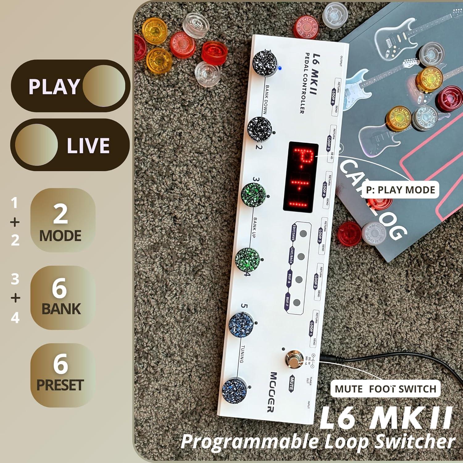 Controlador de Pedal MOOER L6 MKII con 6 Bucles y Afinador