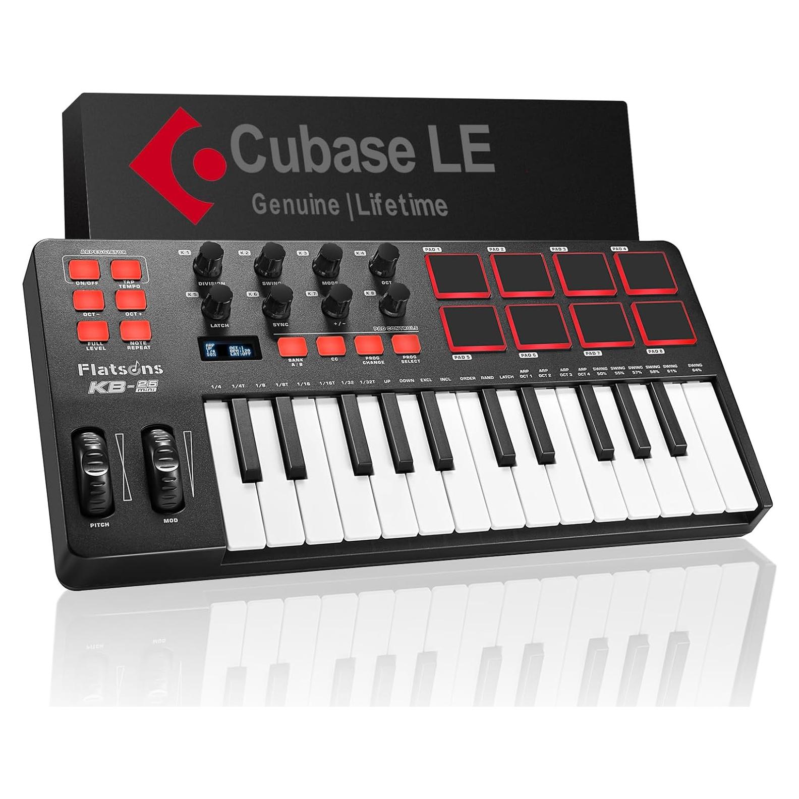 Teclado MIDI USB Flatsons KB-25mini 25 Teclas con Pads