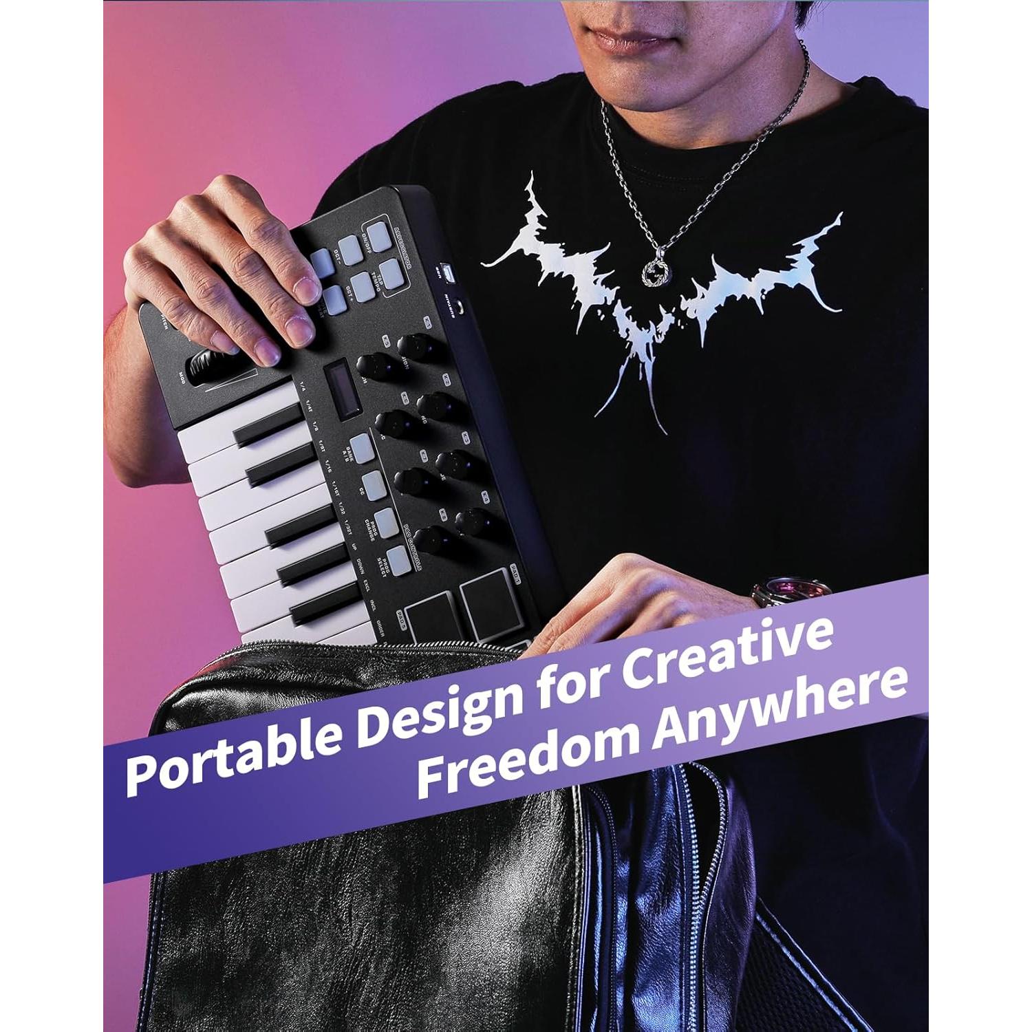 Teclado MIDI USB Flatsons KB-25mini 25 Teclas con Pads