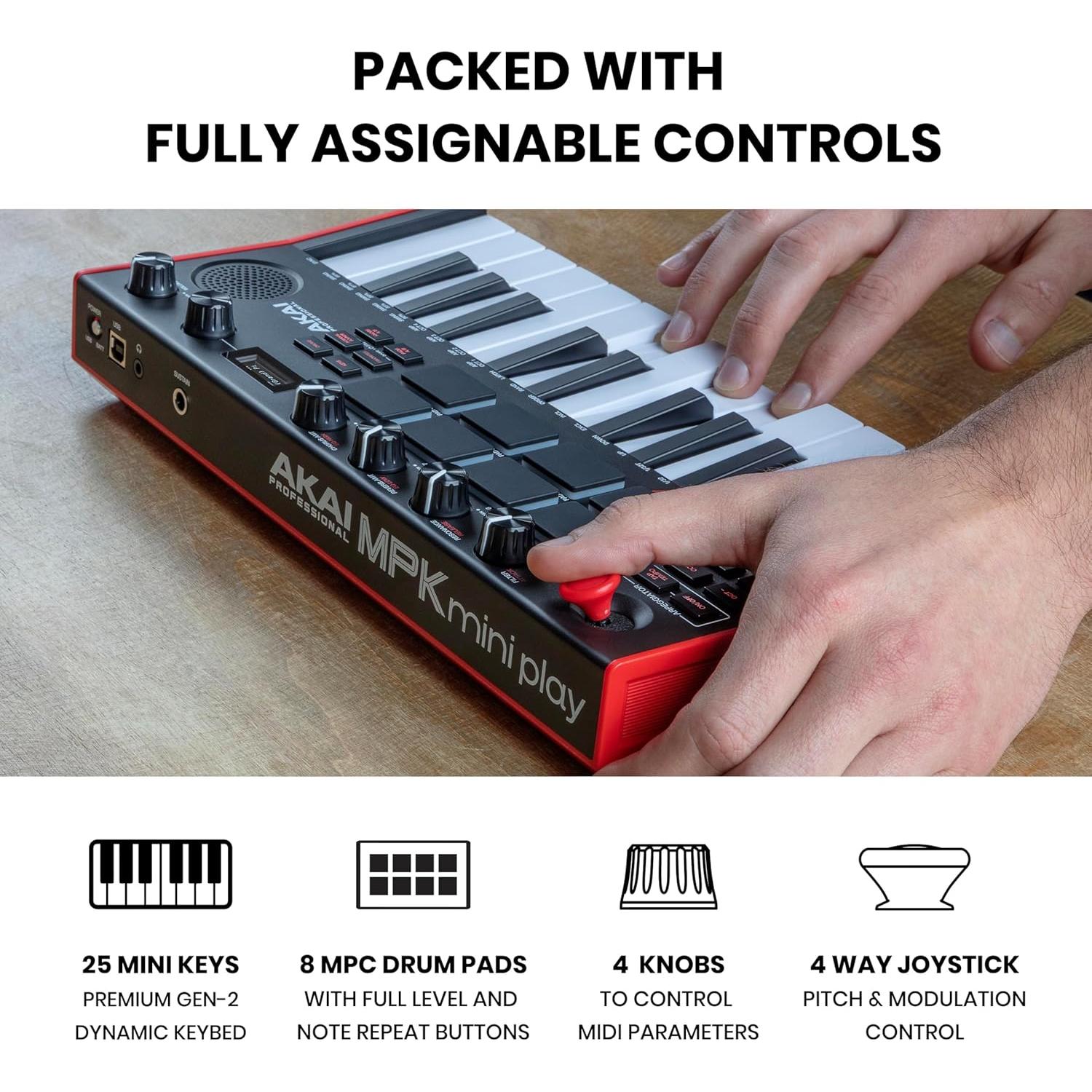 Teclado MIDI Akai MPK Mini Play MK3 con Altavoz y 25 Teclas