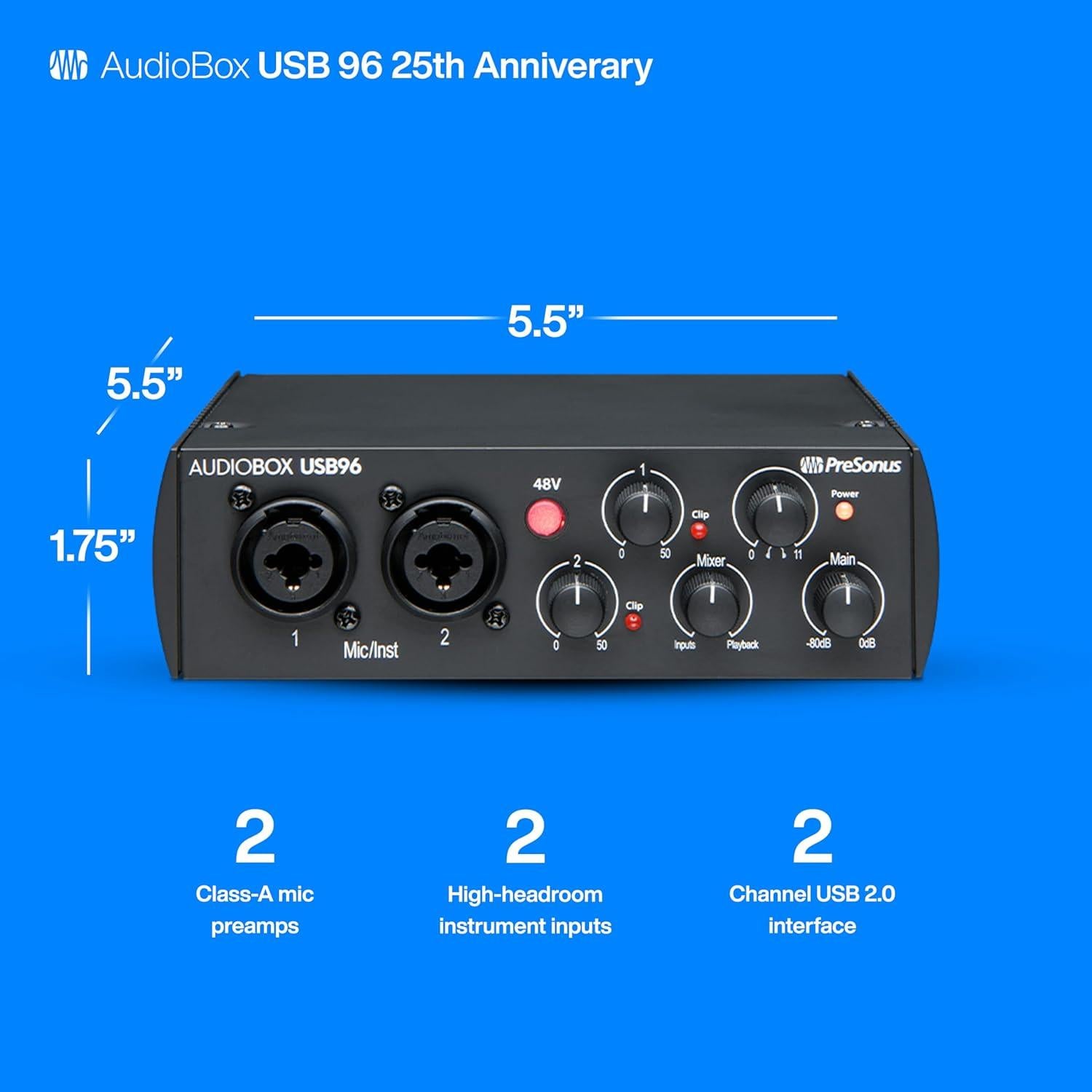 Interfaz de Audio PreSonus AudioBox 96 25 Aniversario USB