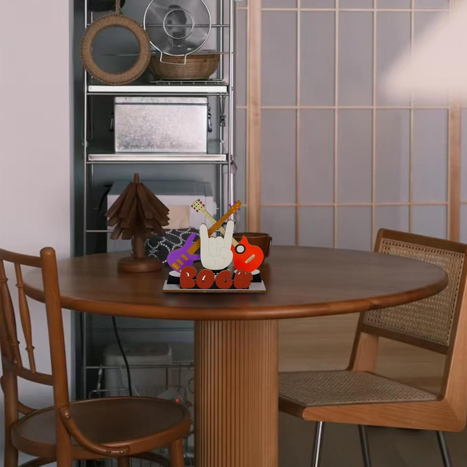 Adorno de Madera Rockero OUR FANDA con Guitarras y Mano