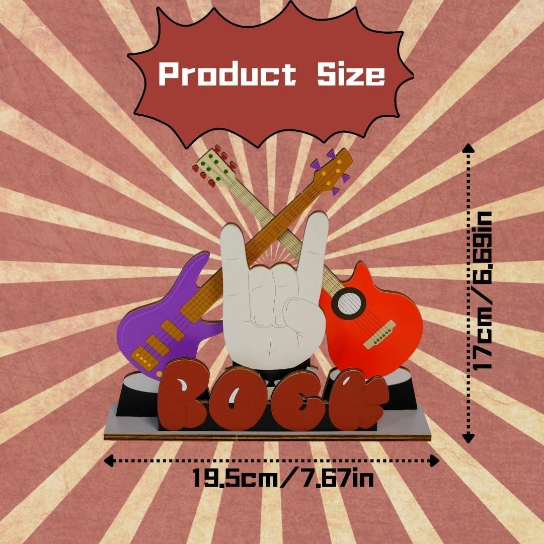 Adorno de Madera Rockero OUR FANDA con Guitarras y Mano