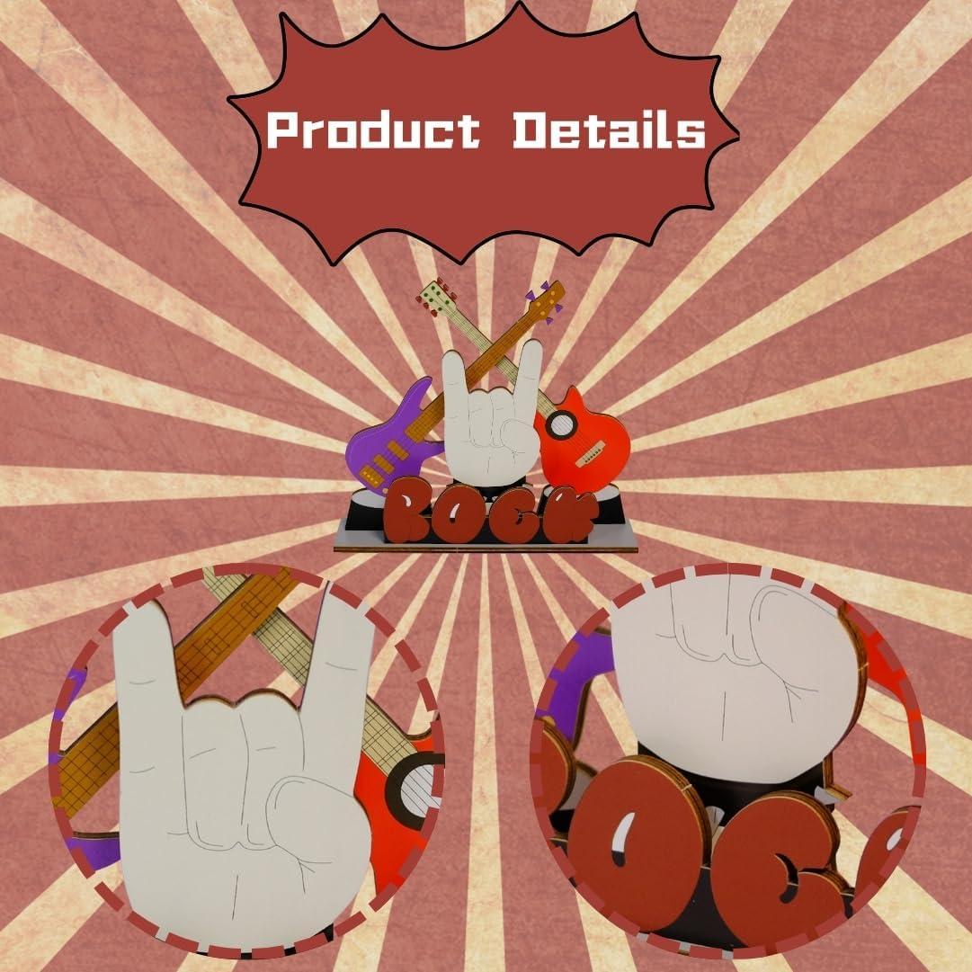 Adorno de Madera Rockero OUR FANDA con Guitarras y Mano