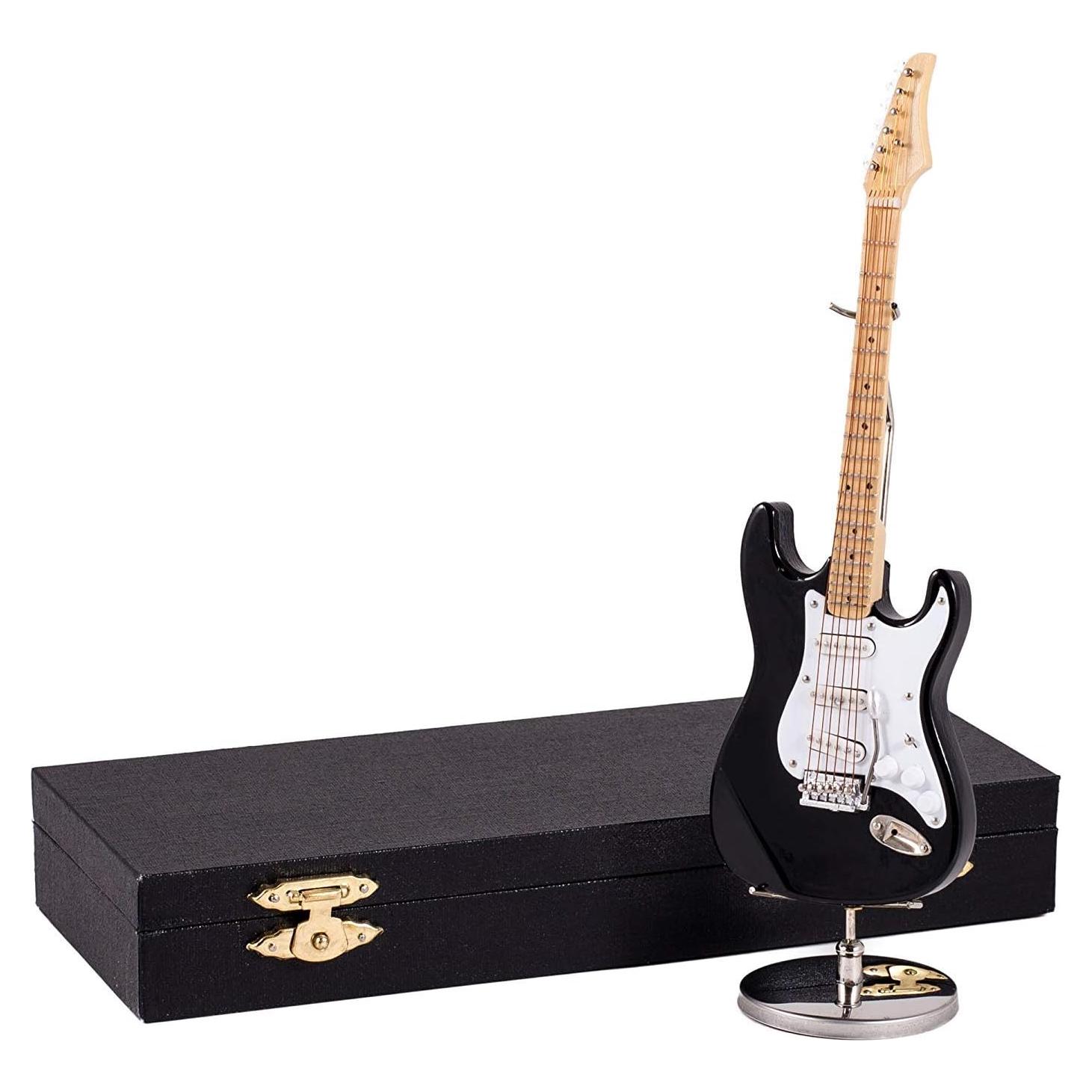 Réplica de guitarra eléctrica negra Broadway Gift 18 cm con estuche