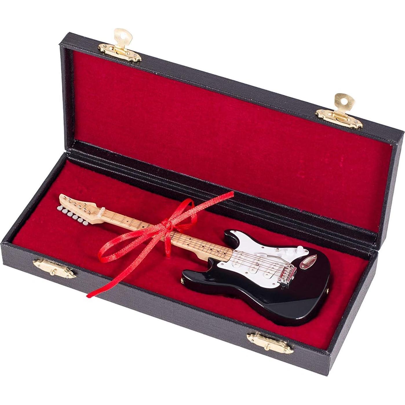 Réplica de guitarra eléctrica negra Broadway Gift 18 cm con estuche