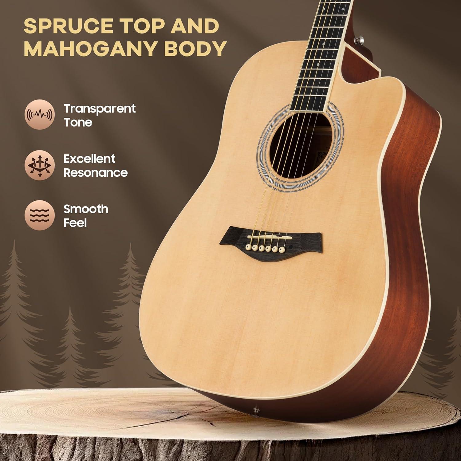Kit Guitarra Acústica CAHAYA 41" Natural para Principiantes