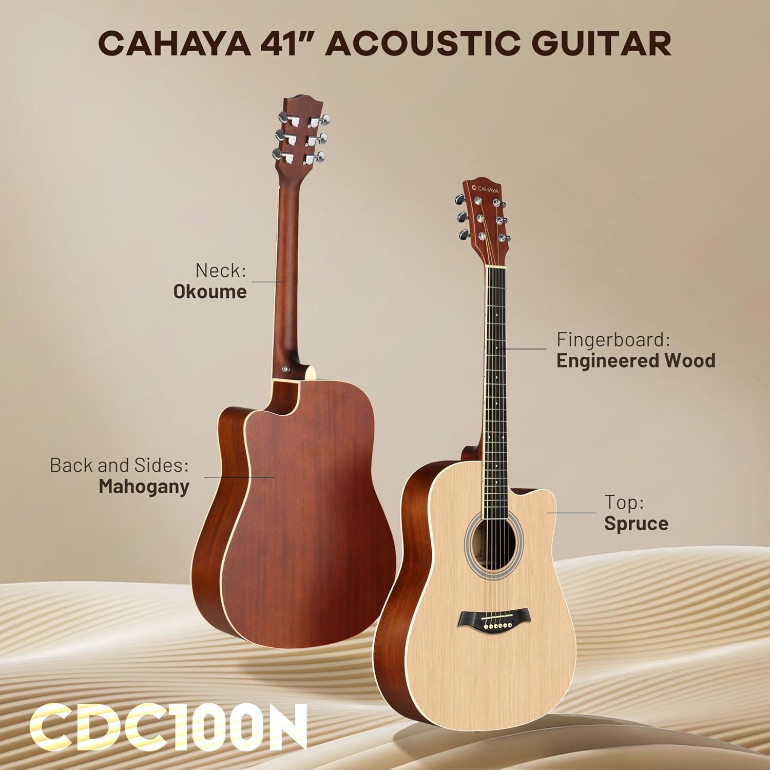 Kit Guitarra Acústica CAHAYA 41" Natural para Principiantes