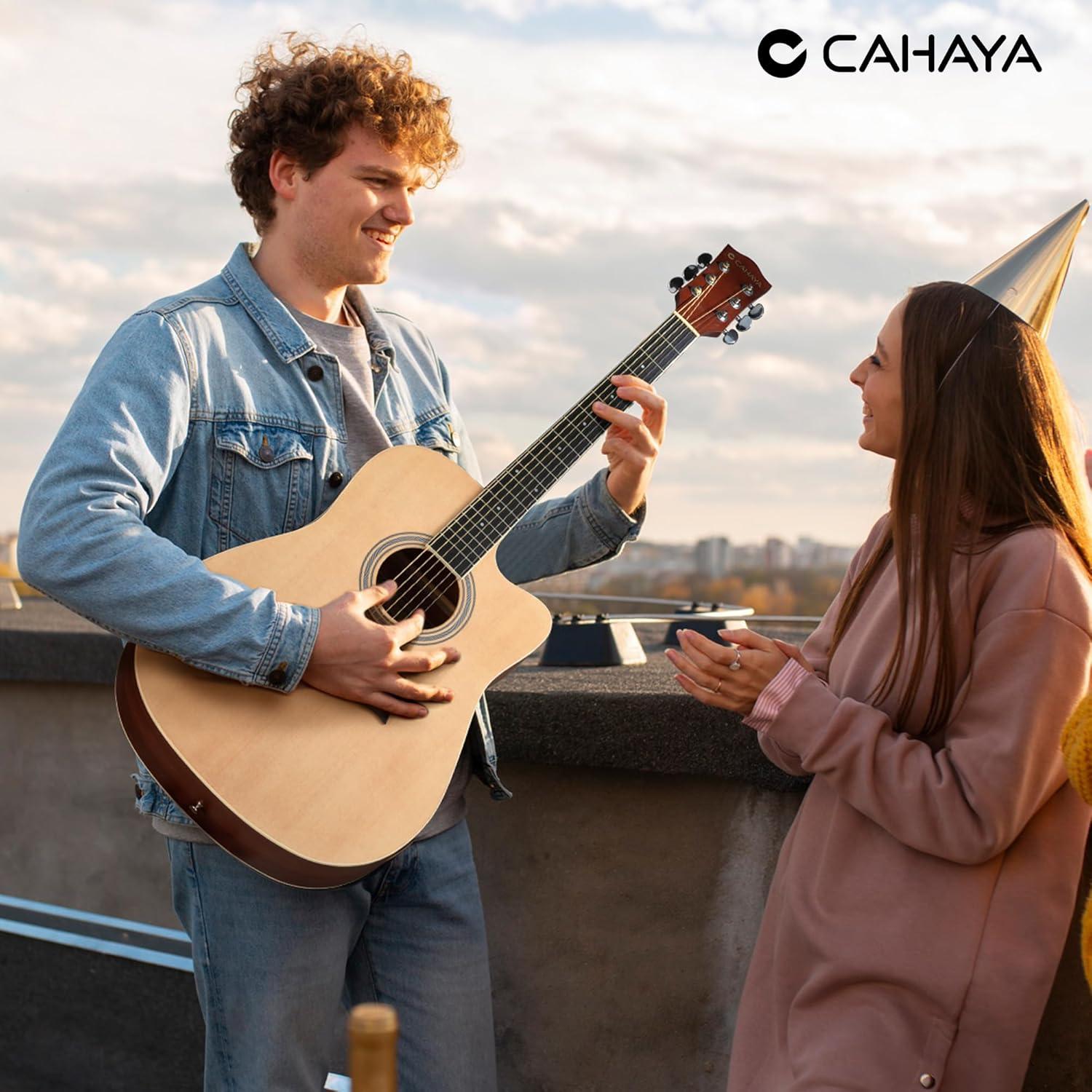 Kit Guitarra Acústica CAHAYA 41" Natural para Principiantes