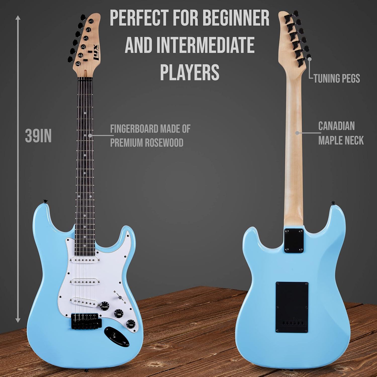 Kit de guitarra eléctrica LyxPro 39" con amplificador 20W - Azul retro