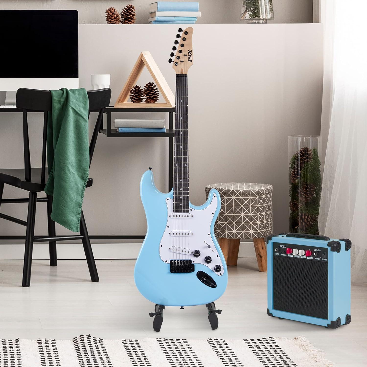 Kit de guitarra eléctrica LyxPro 39" con amplificador 20W - Azul retro